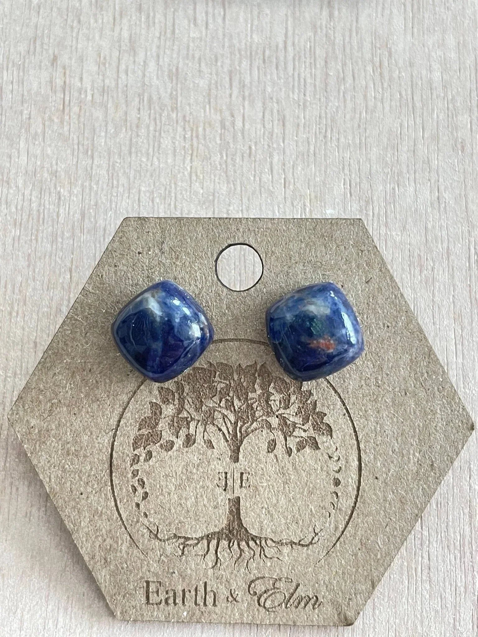 Sodalite Cushion Studs - earthandelm