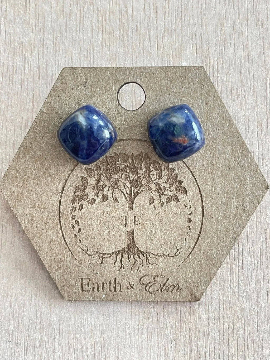 Sodalite Cushion Studs - earthandelm