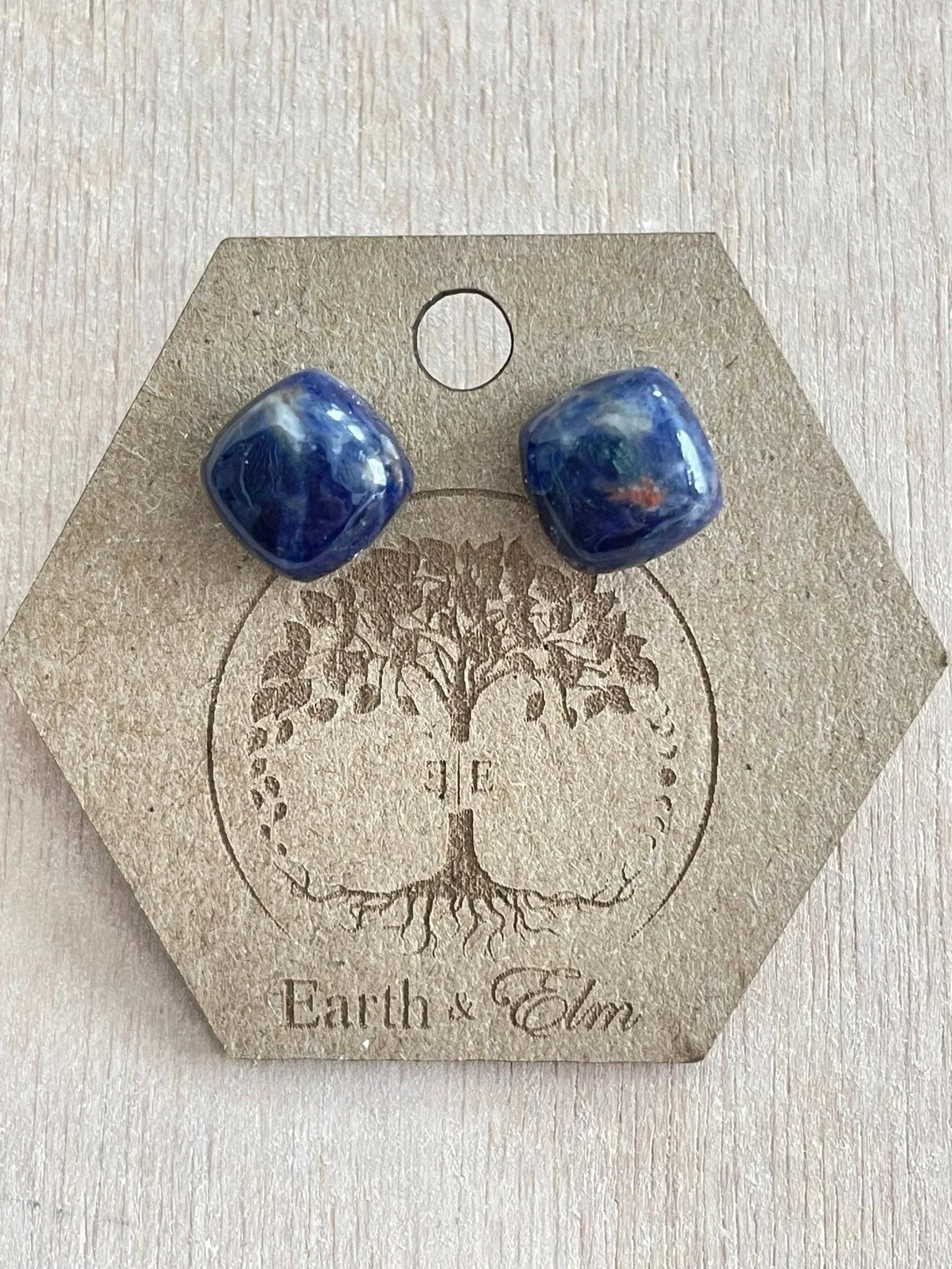 Sodalite Cushion Studs - earthandelm