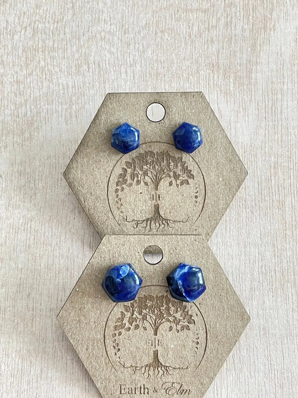 Sodalite Hexagon Studs - earthandelm