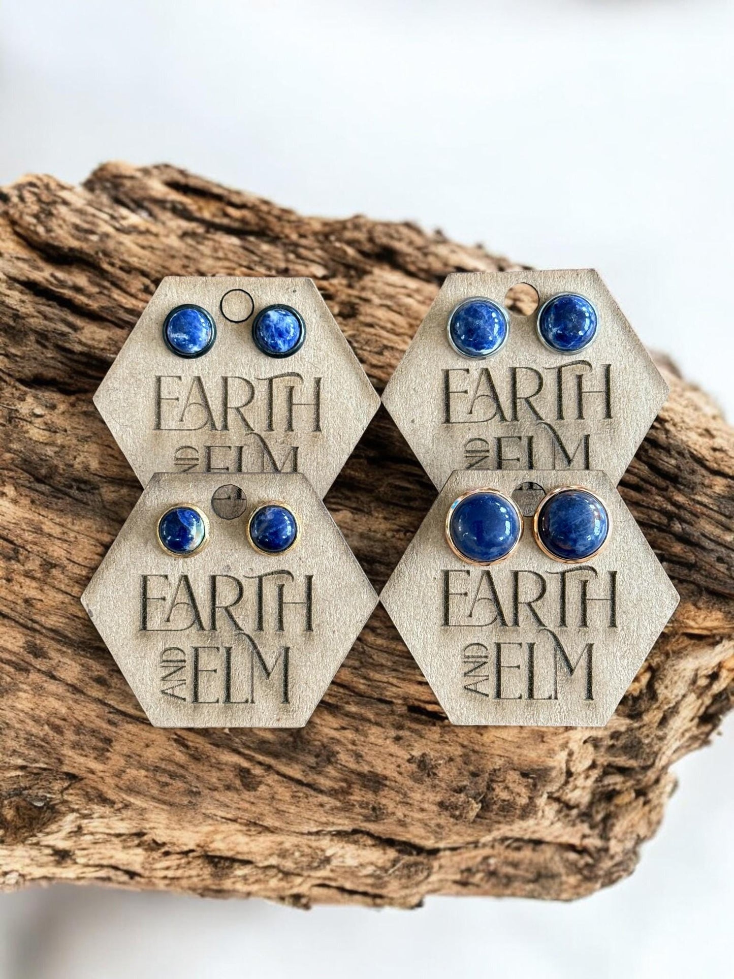 Sodalite in Metal Settings - earthandelm