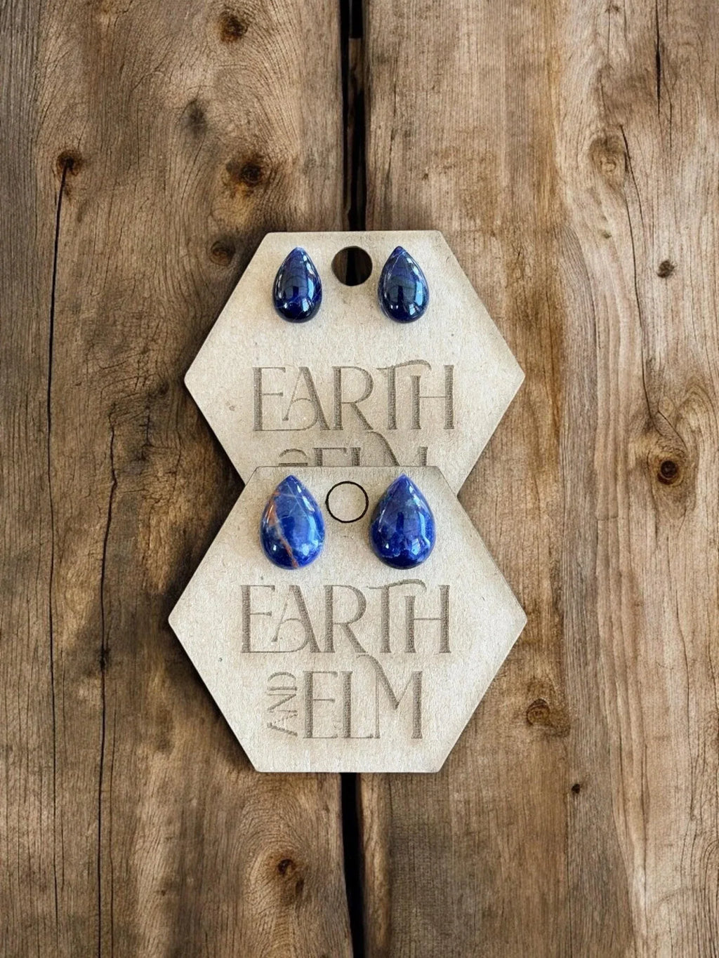 Sodalite Pear Studs - earthandelm