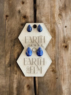Sodalite Pear Studs - earthandelm