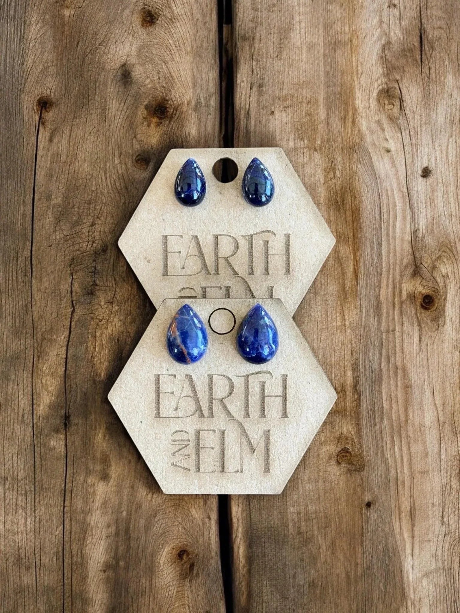 Sodalite Pear Studs - earthandelm