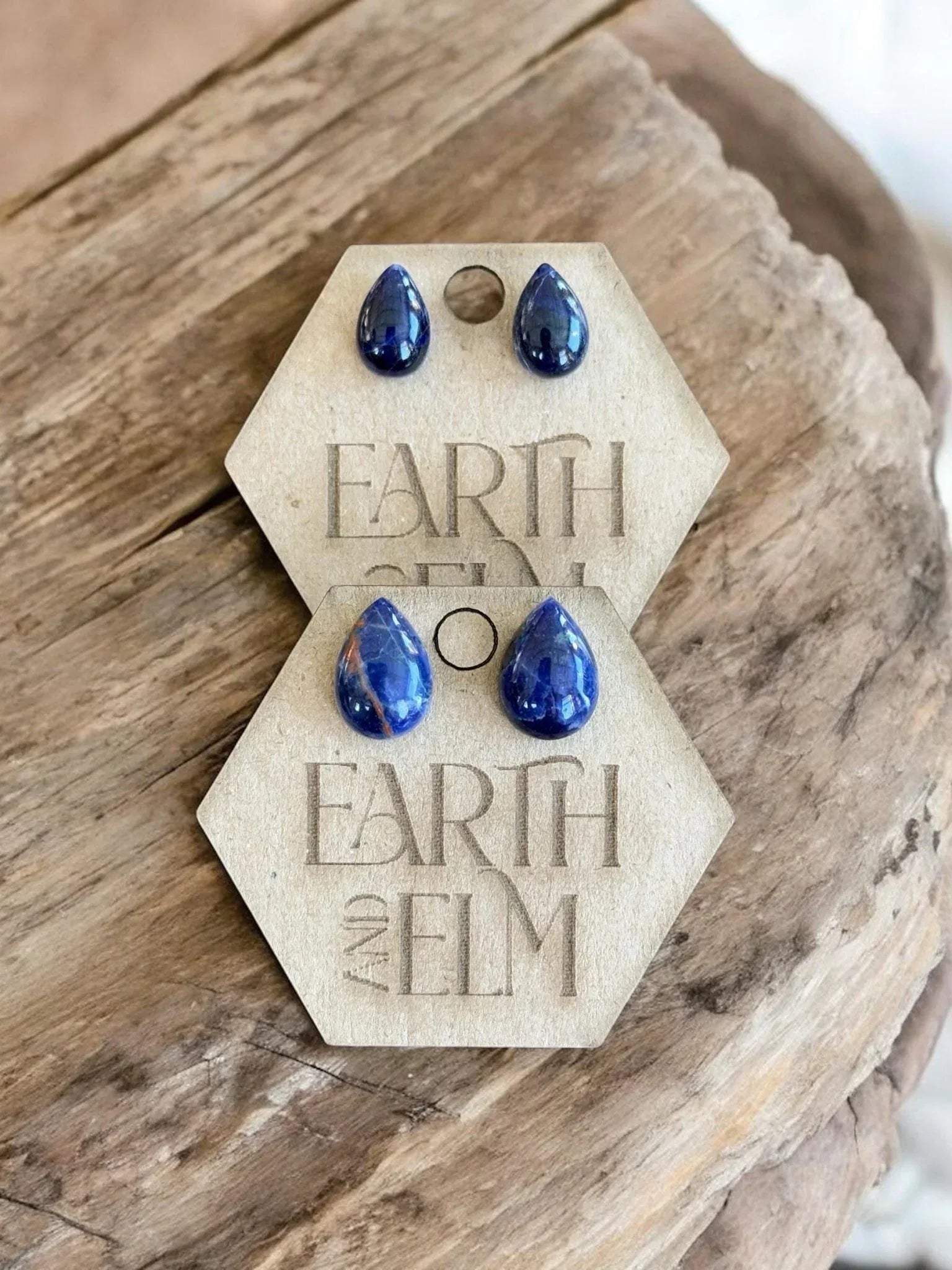 Sodalite Pear Studs - earthandelm
