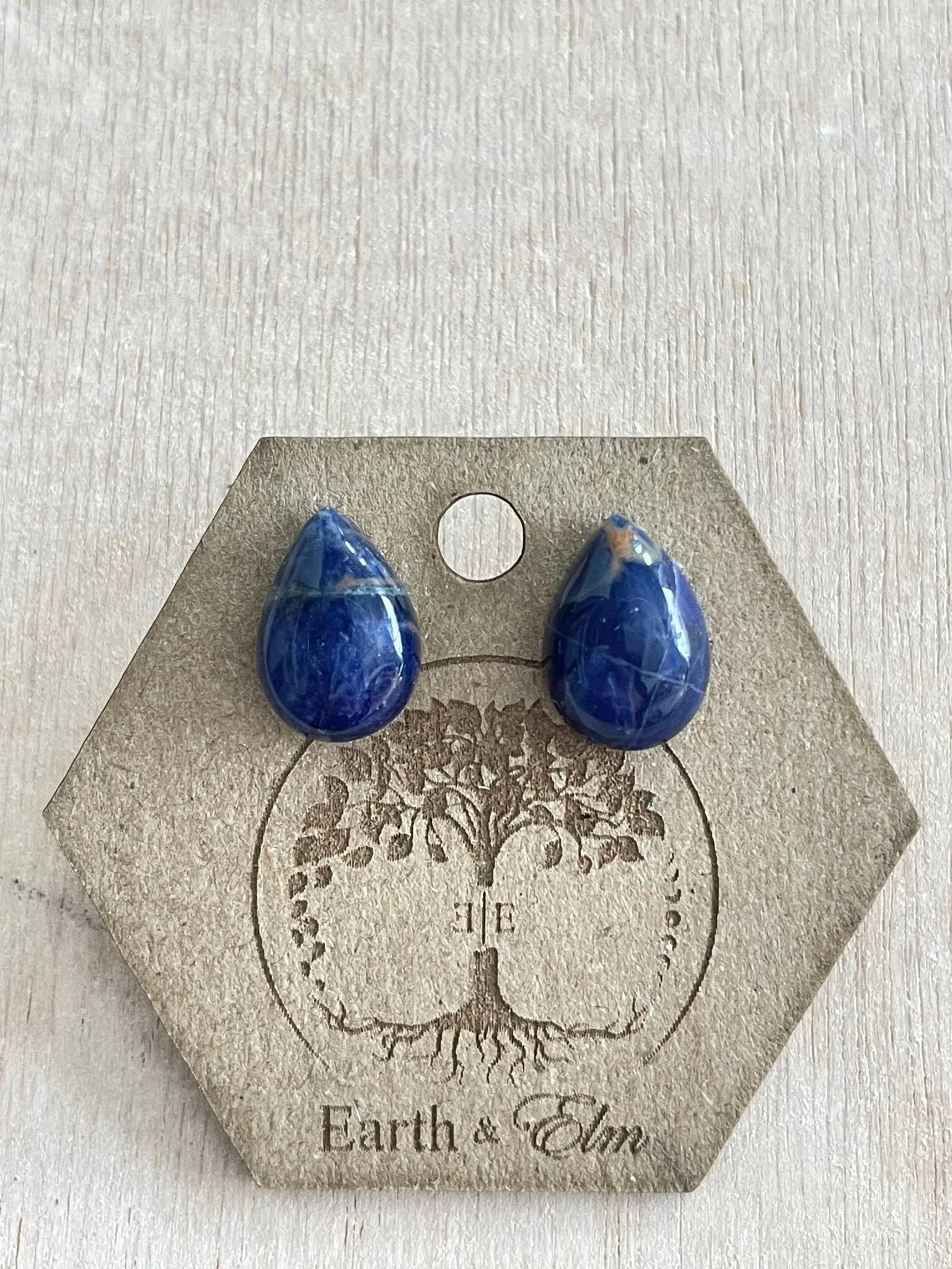 Sodalite Pear Studs - earthandelm