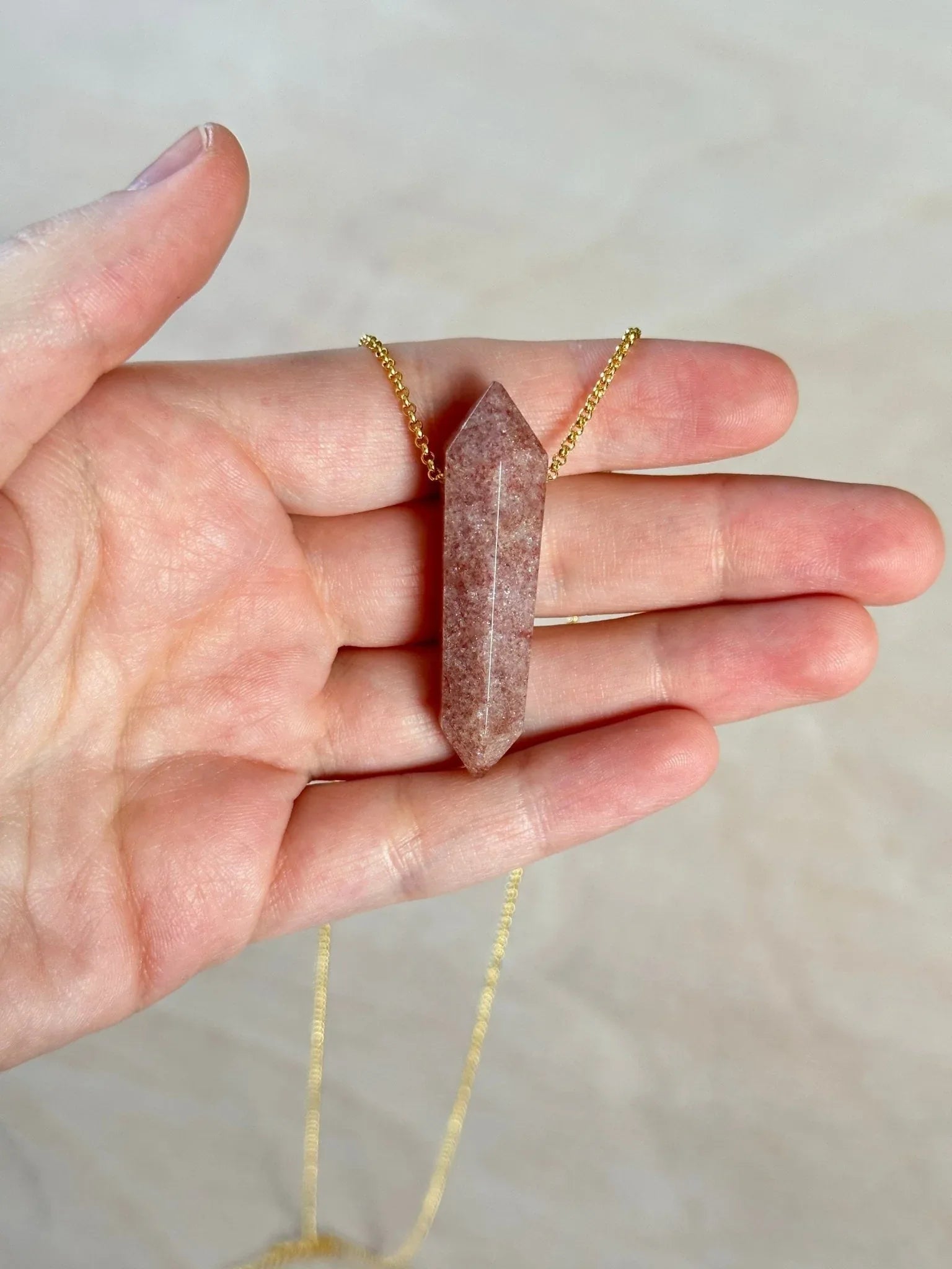 Strawberry Quartz Point Necklace - earthandelm