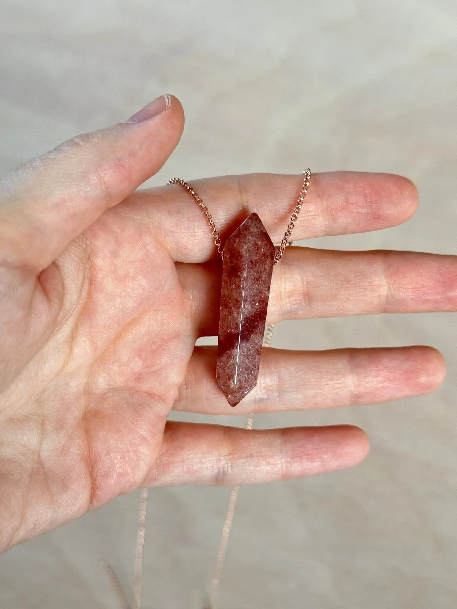 Strawberry Quartz Point Necklace - earthandelm