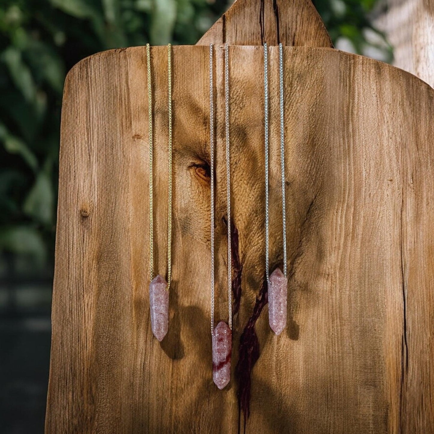 Strawberry Quartz Point Necklace - earthandelm