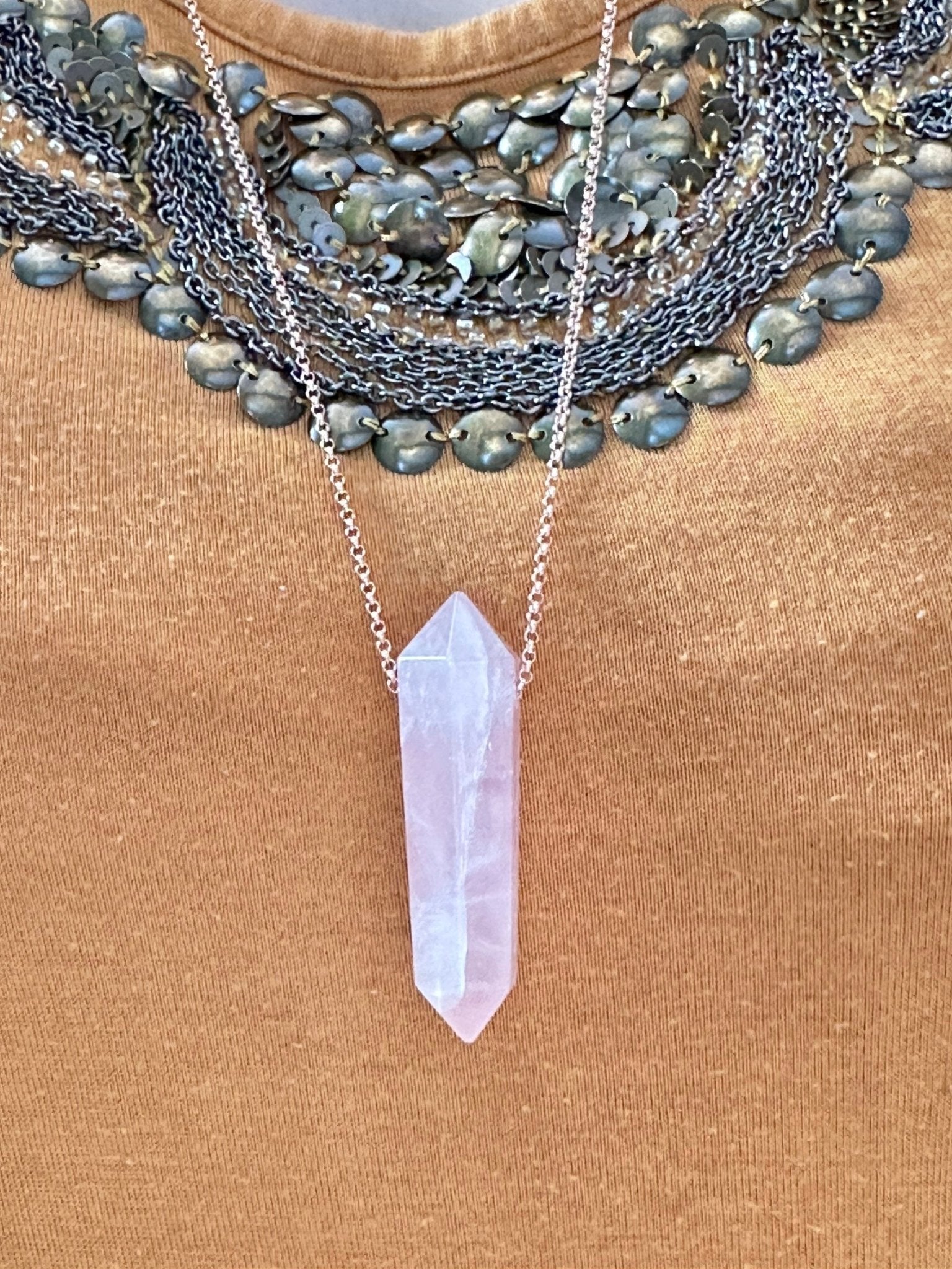 Strawberry Quartz Point Necklace - earthandelm