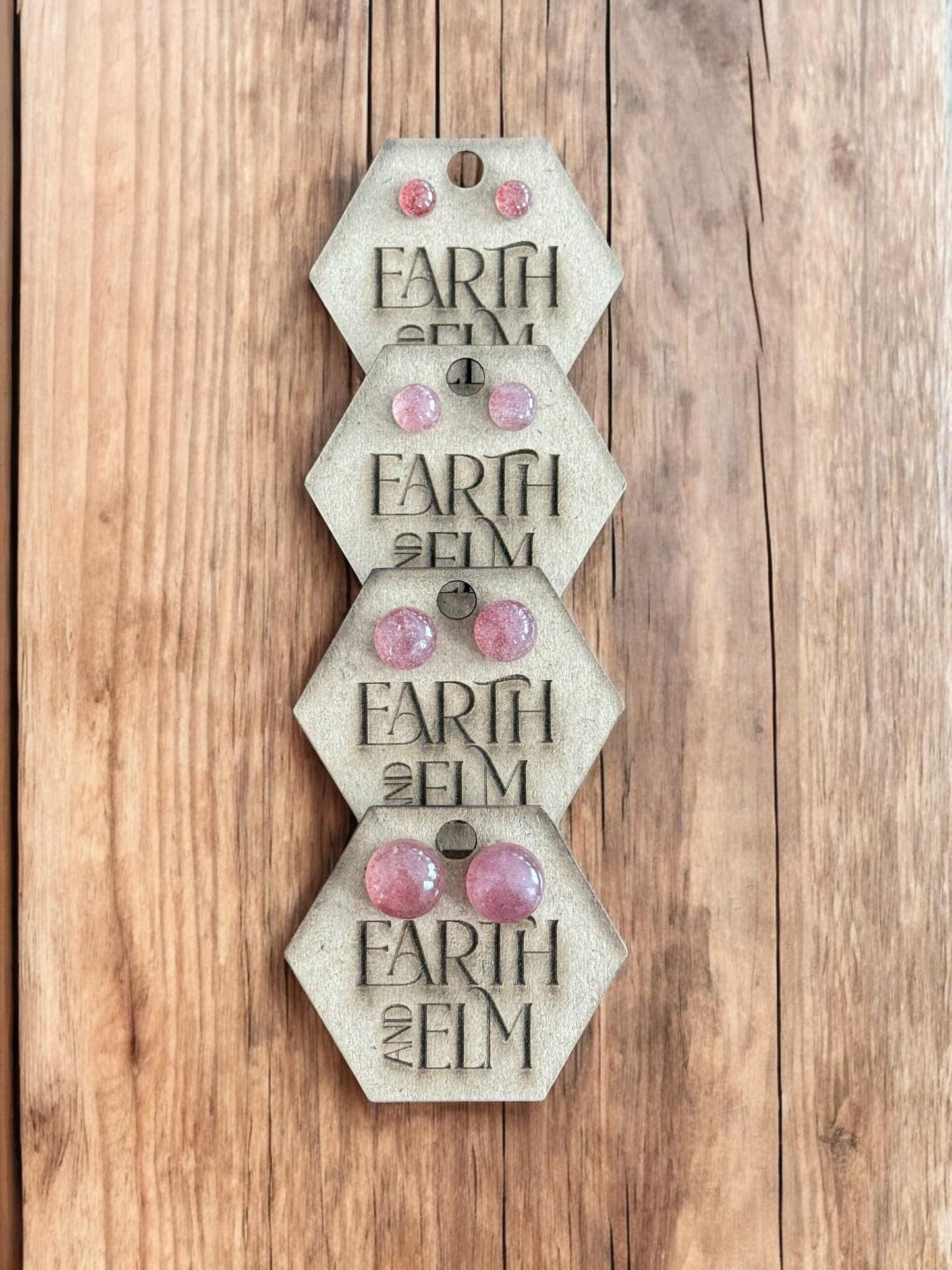 Strawberry Quartz Round Studs - earthandelm