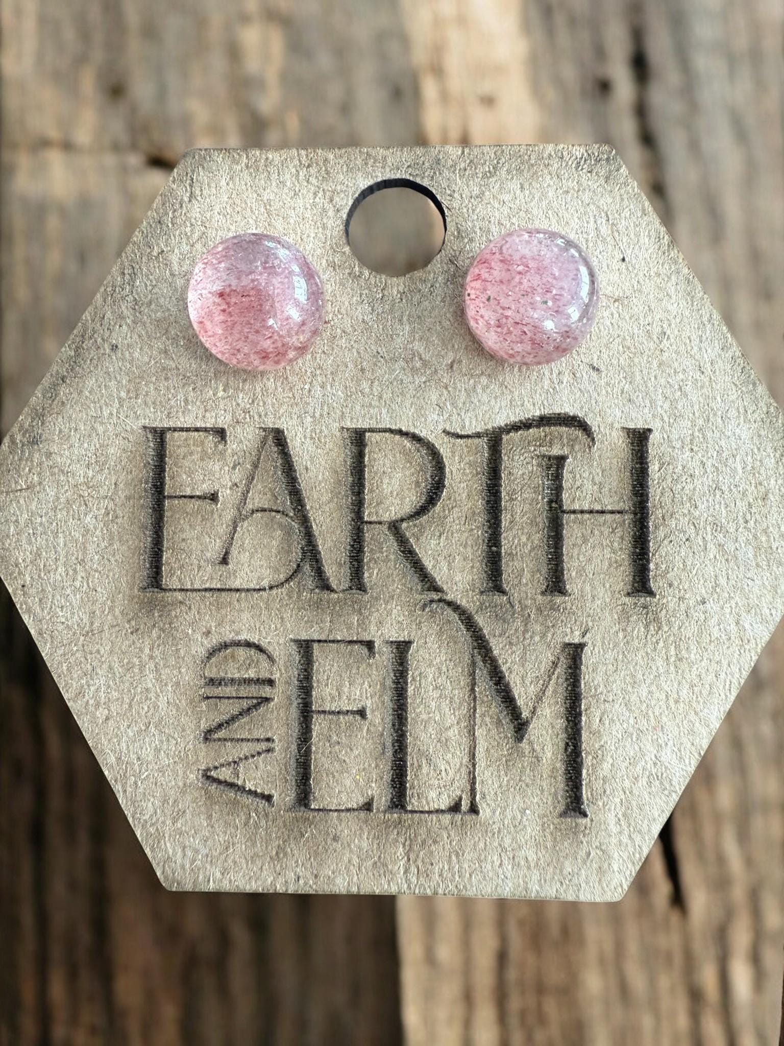 Strawberry Quartz Round Studs - earthandelm