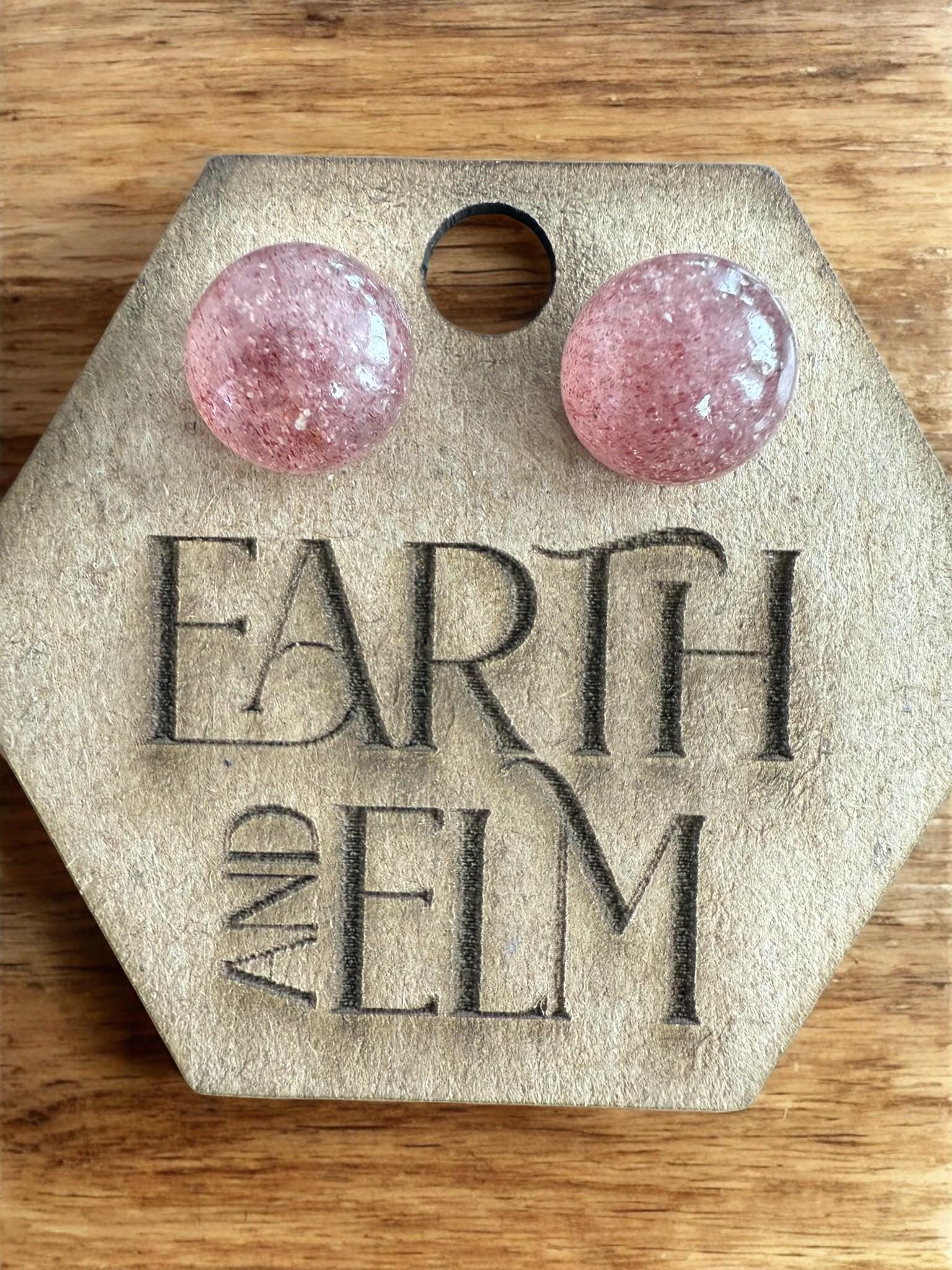 Strawberry Quartz Round Studs - earthandelm