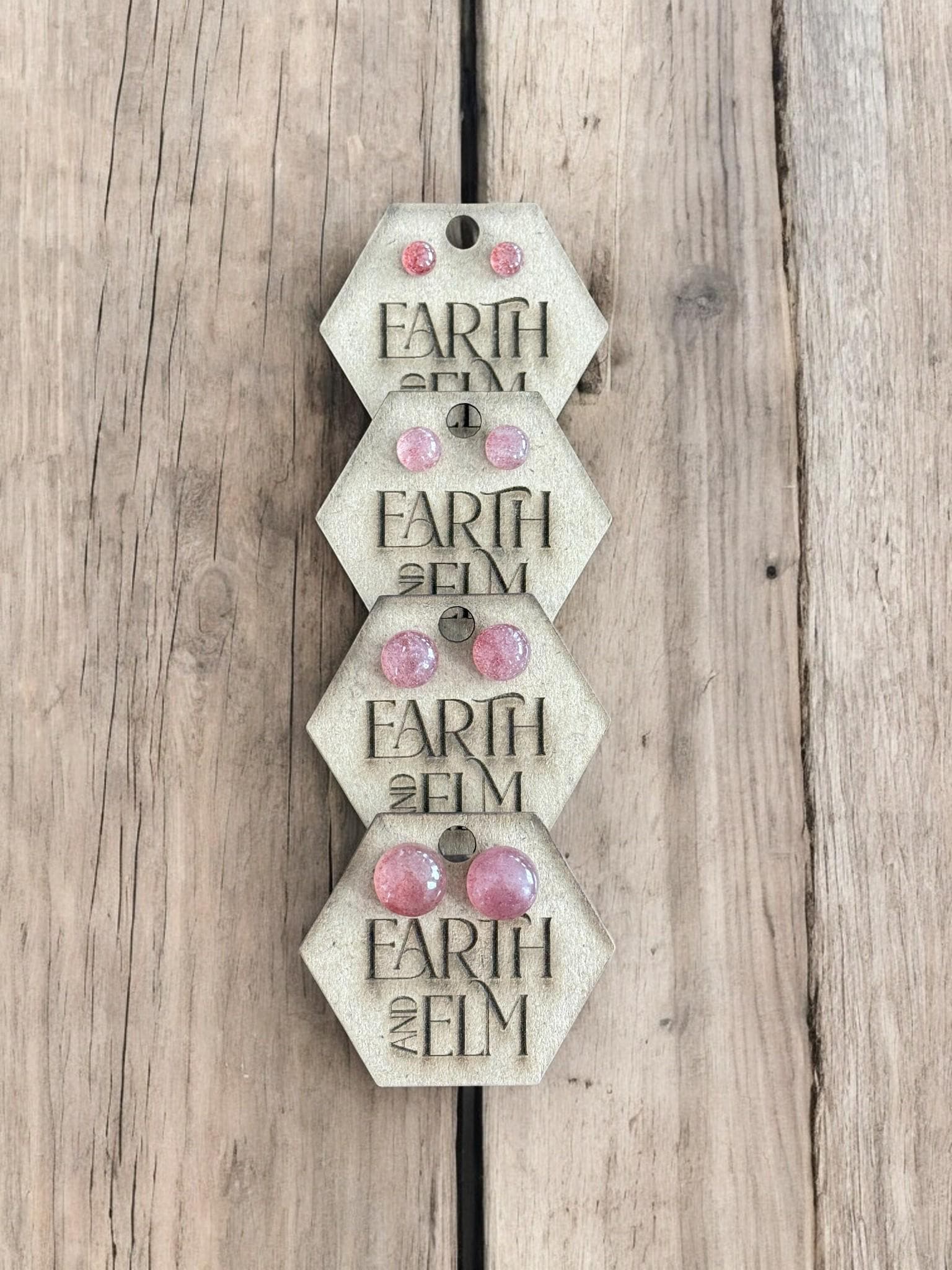 Strawberry Quartz Round Studs - earthandelm