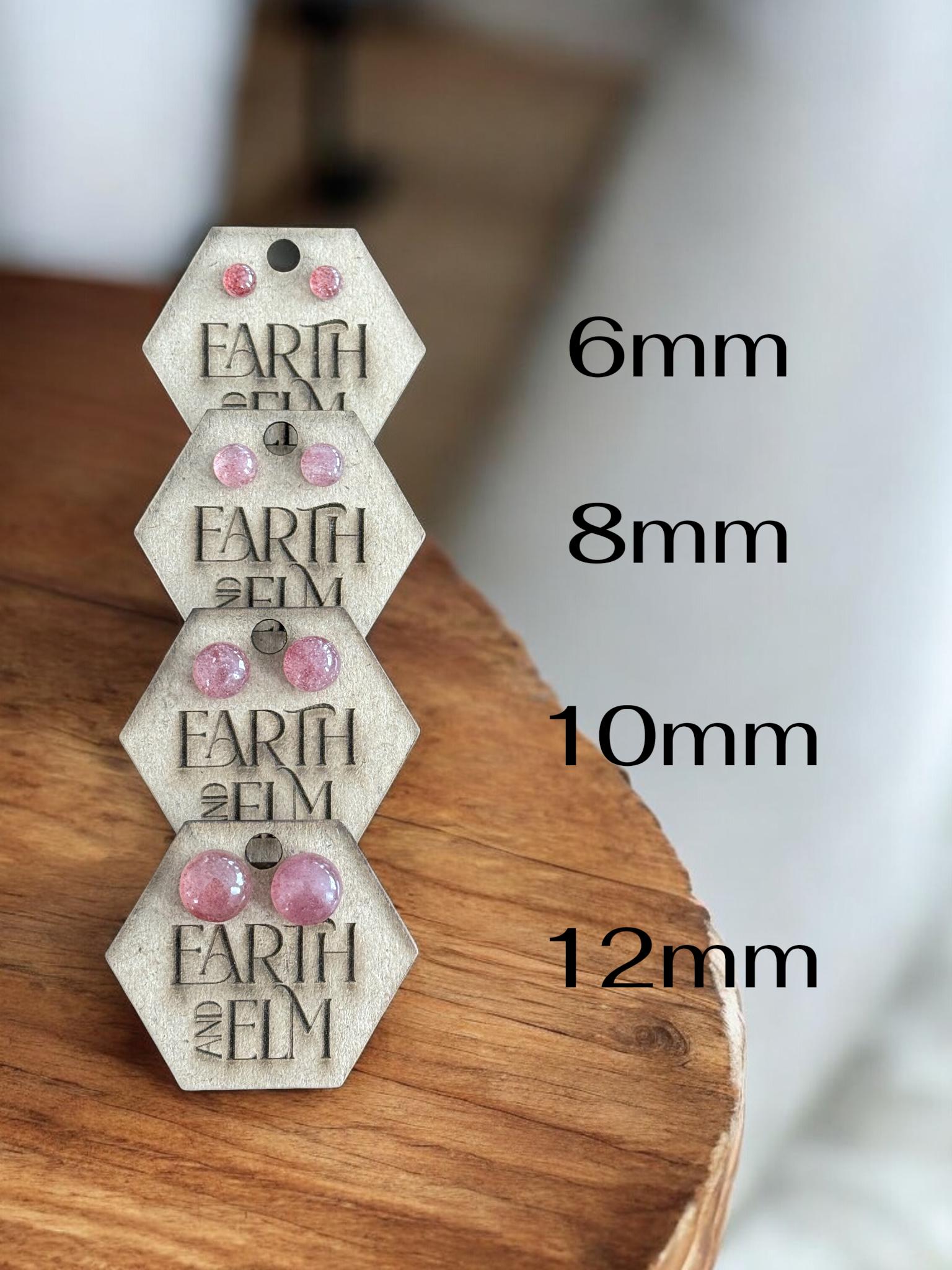 Strawberry Quartz Round Studs - earthandelm