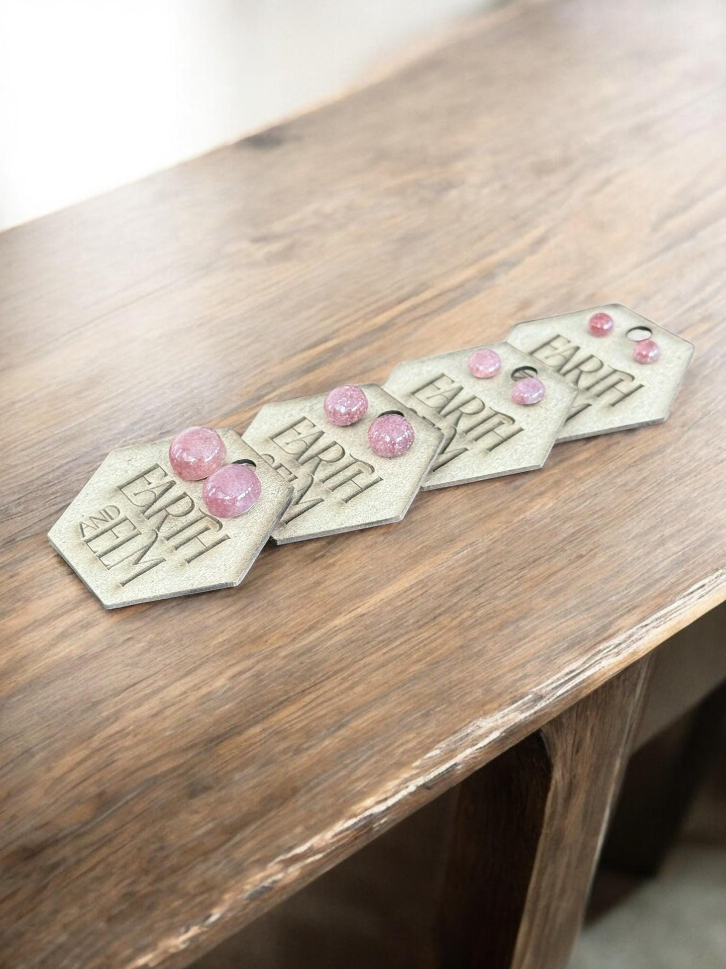 Strawberry Quartz Round Studs - earthandelm