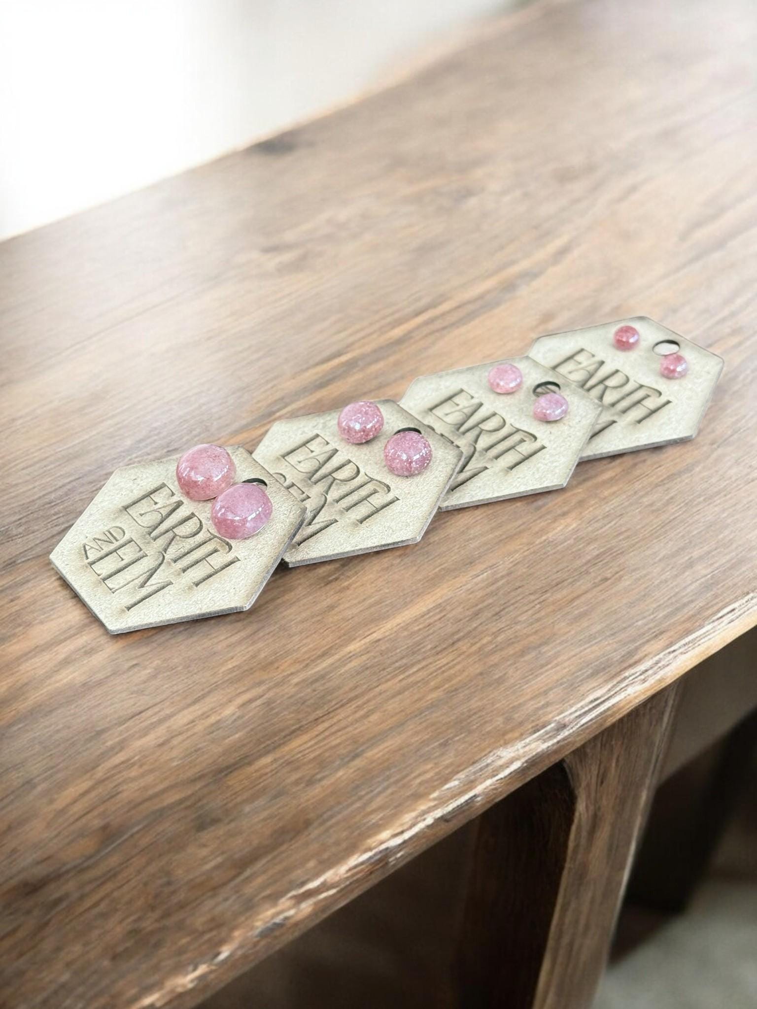 Strawberry Quartz Round Studs - earthandelm