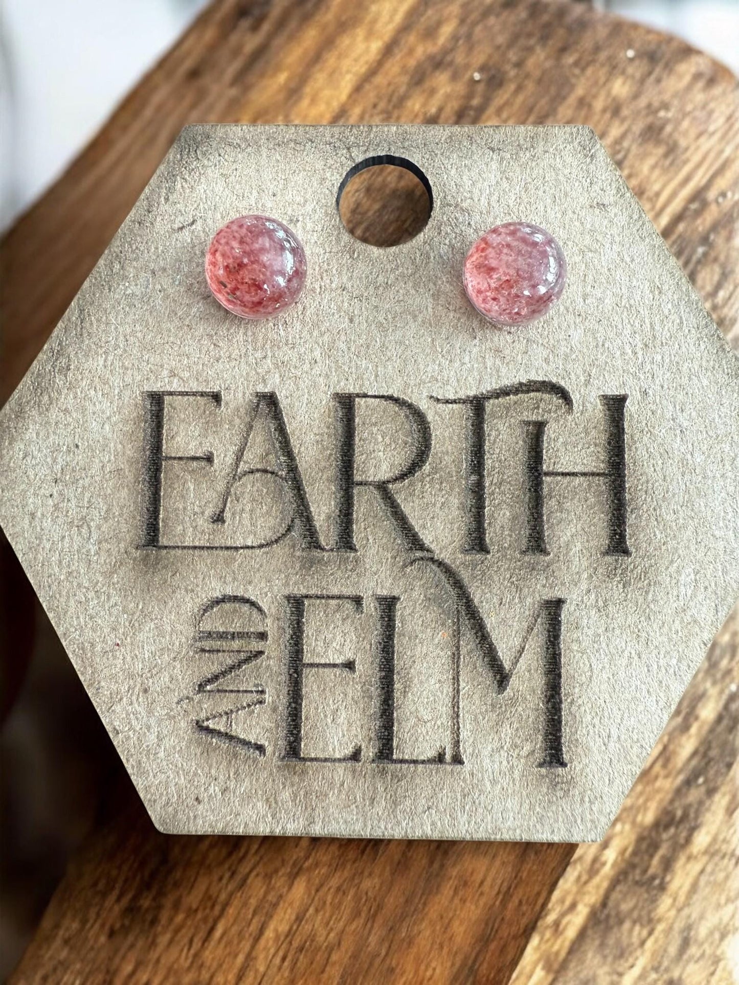 Strawberry Quartz Round Studs - earthandelm
