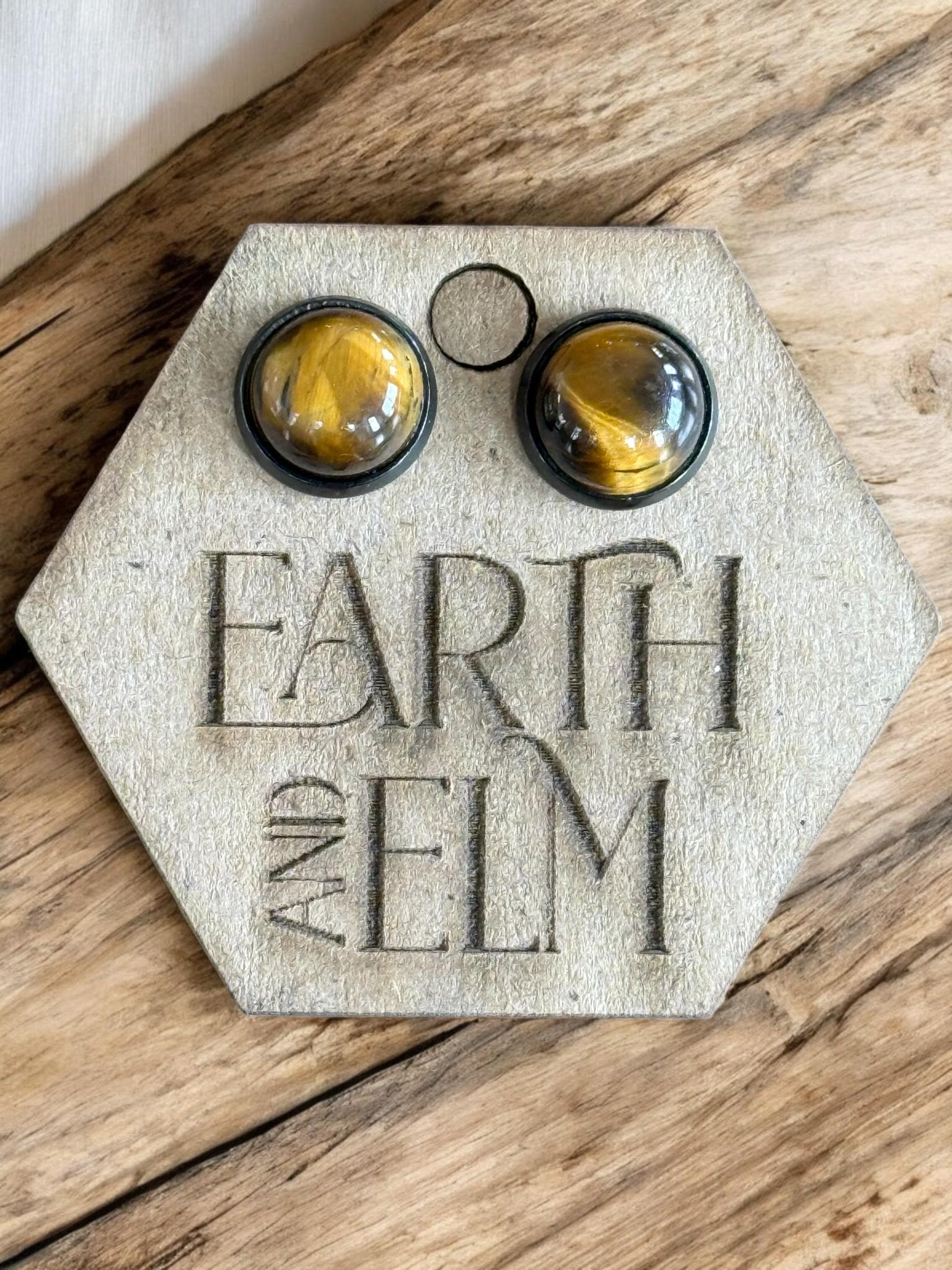 Tigers Eye in Metal Settings - earthandelm