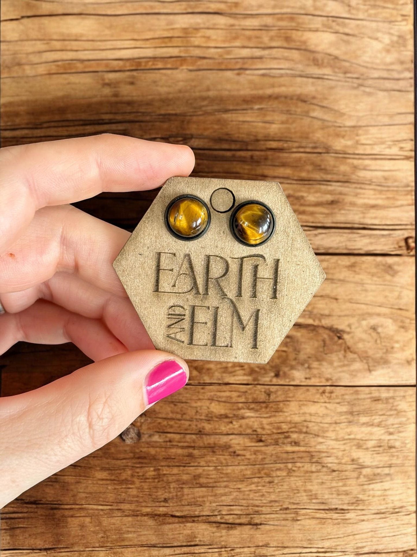 Tigers Eye in Metal Settings - earthandelm