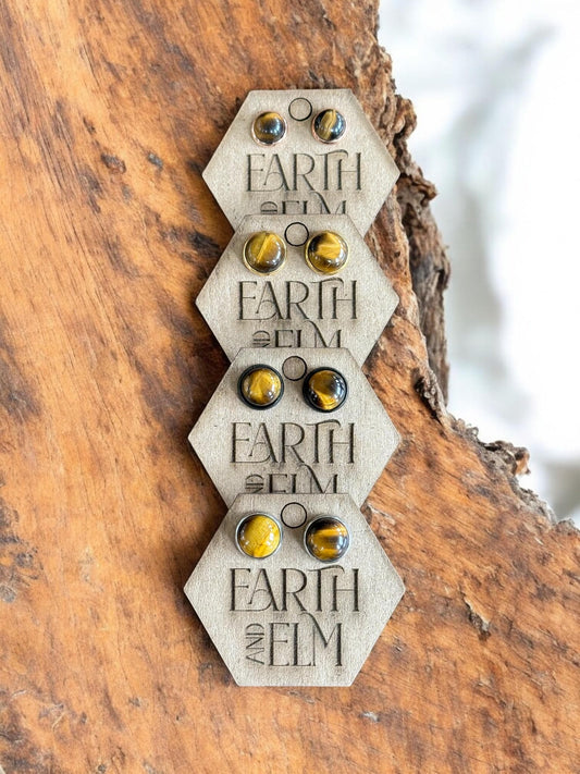 Tigers Eye in Metal Settings - earthandelm