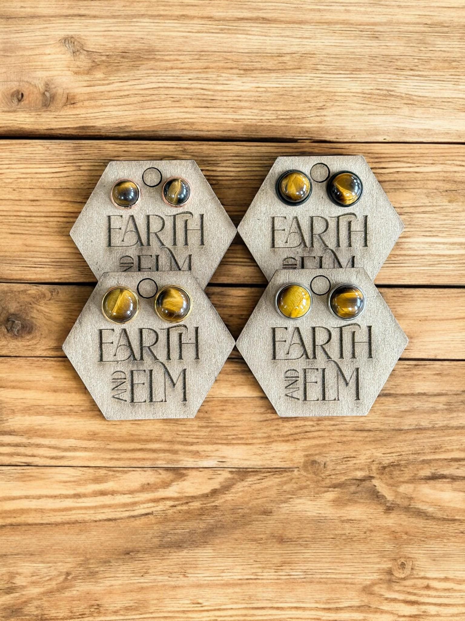 Tigers Eye in Metal Settings - earthandelm