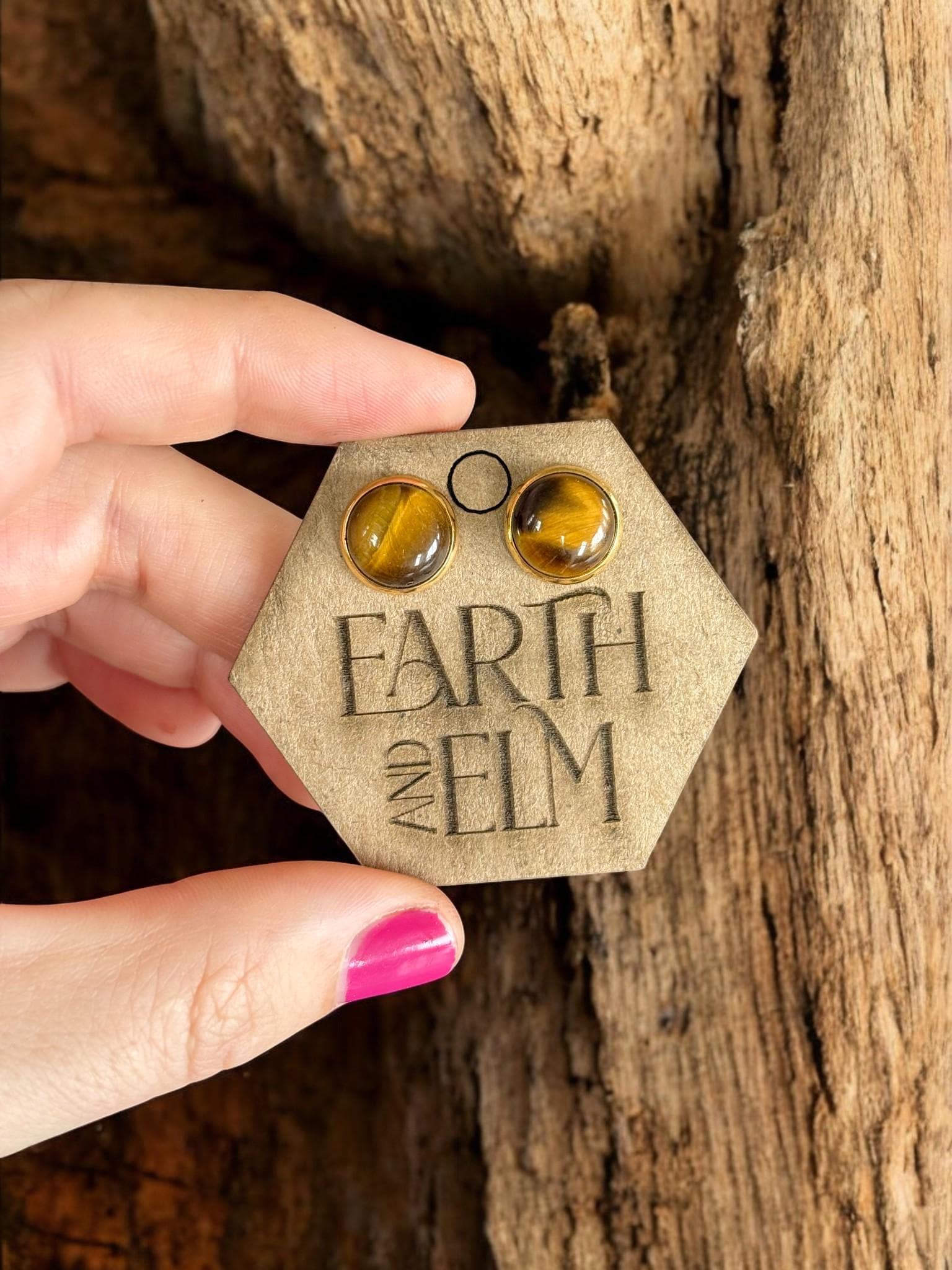 Tigers Eye in Metal Settings - earthandelm