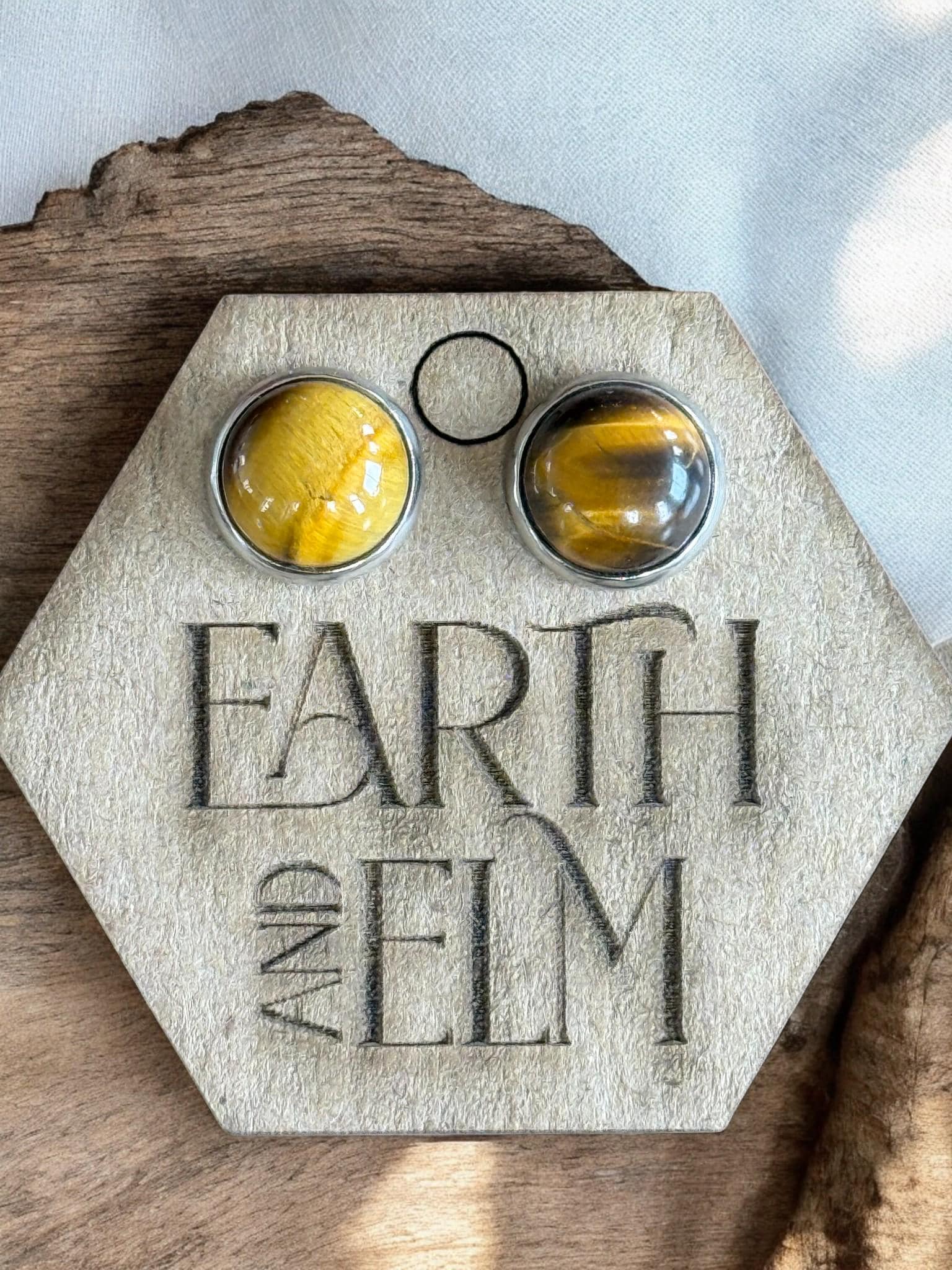Tigers Eye in Metal Settings - earthandelm
