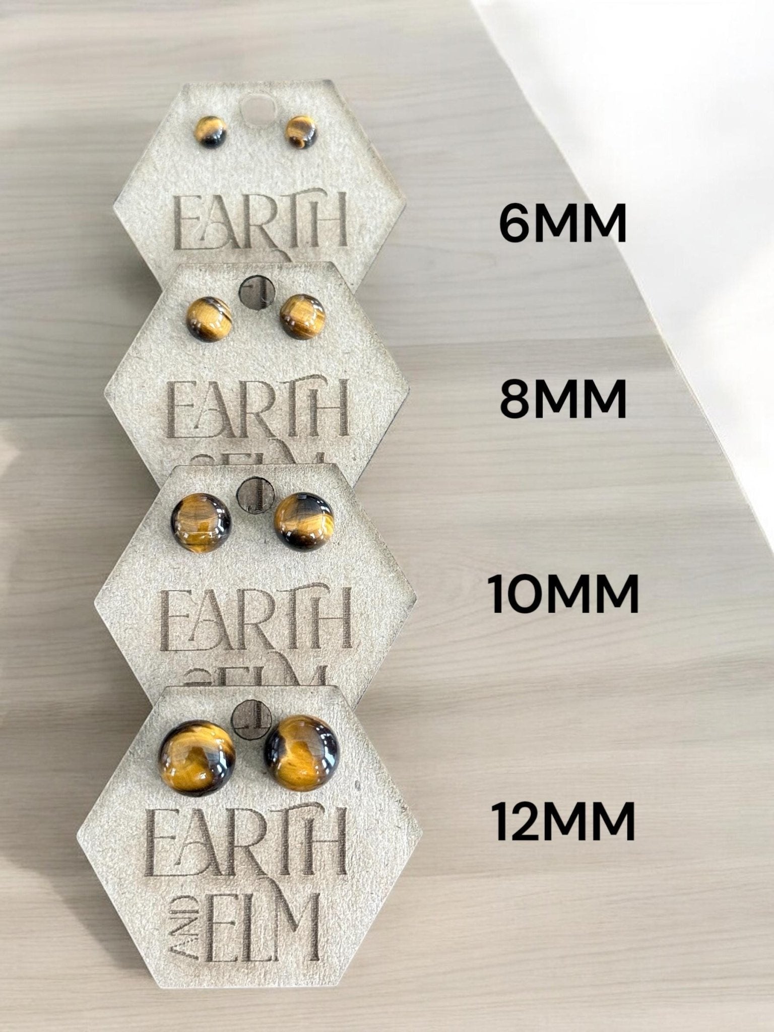 Tiger’s Eye Round Gemstone Studs - earthandelm