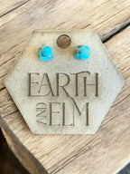 Turquoise Cushion Studs - earthandelm