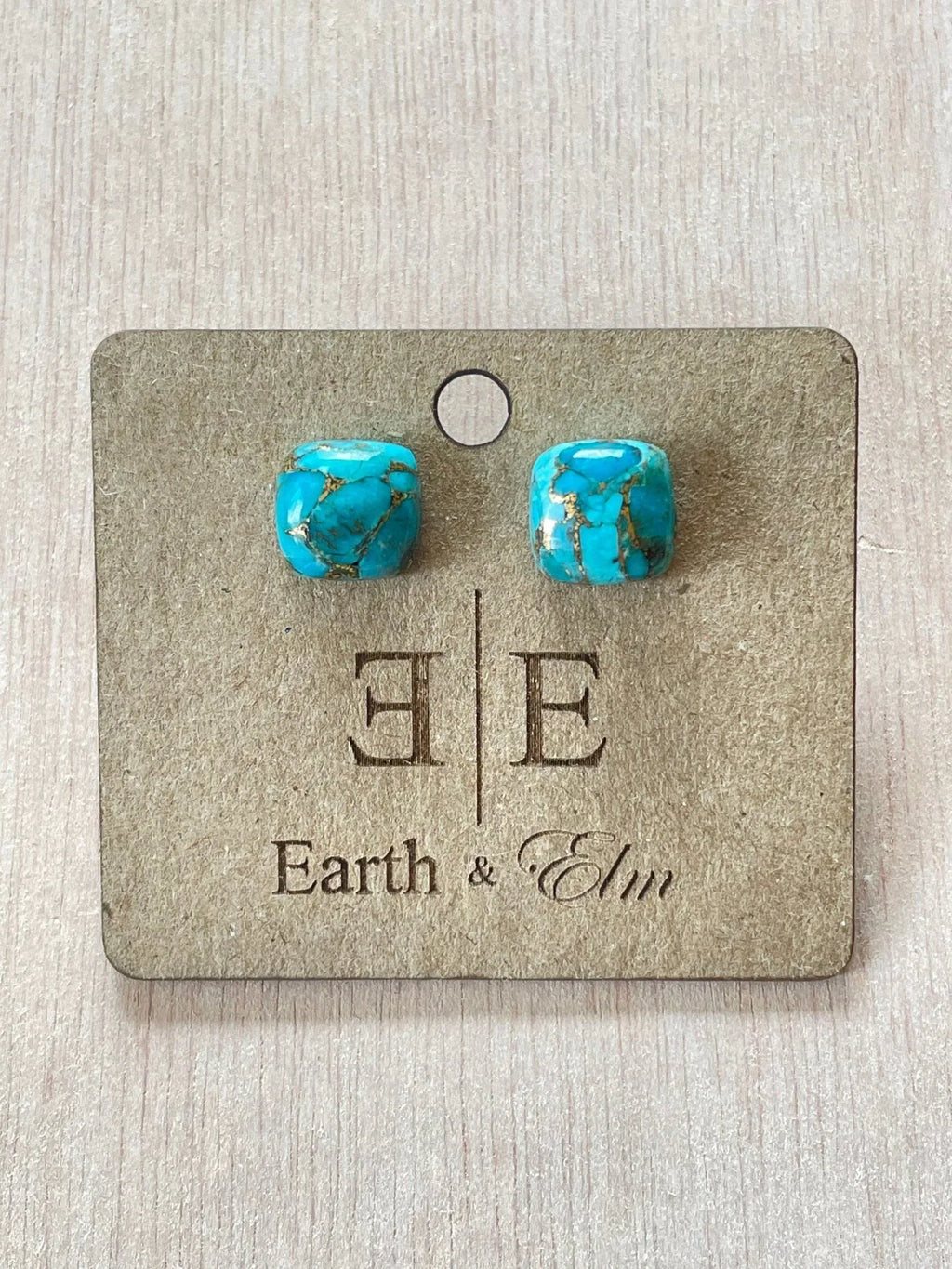 Turquoise Cushion Studs - earthandelm