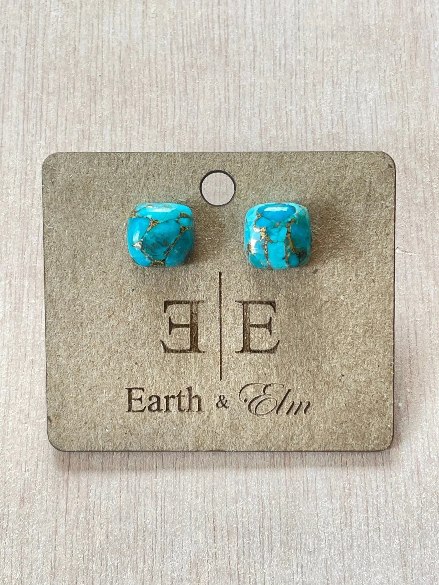 Turquoise Cushion Studs - earthandelm