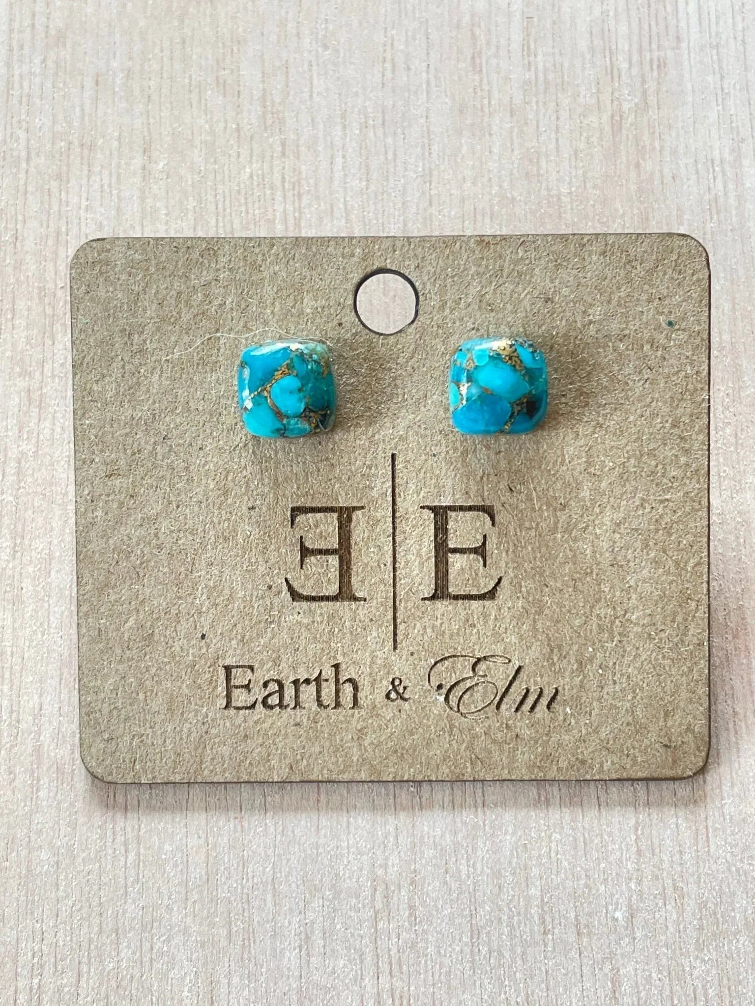 Turquoise Cushion Studs - earthandelm