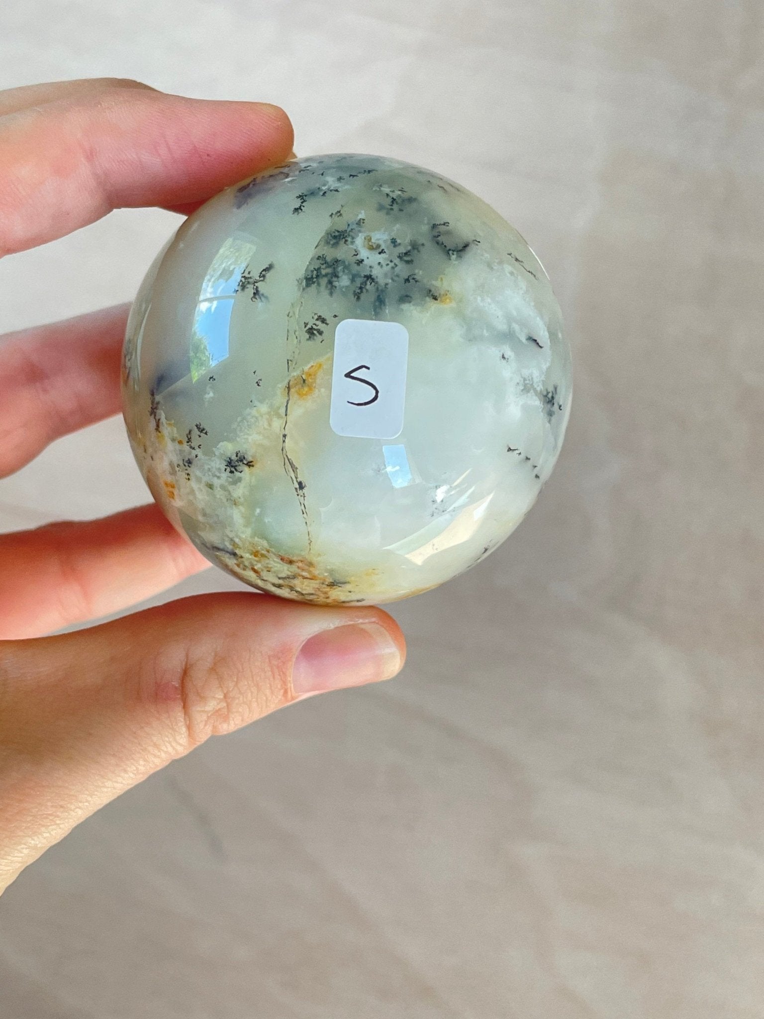 White Agate with Dendrite Sphere | Crystal | Authentic Gemstone | Crystal Ball - earthandelm