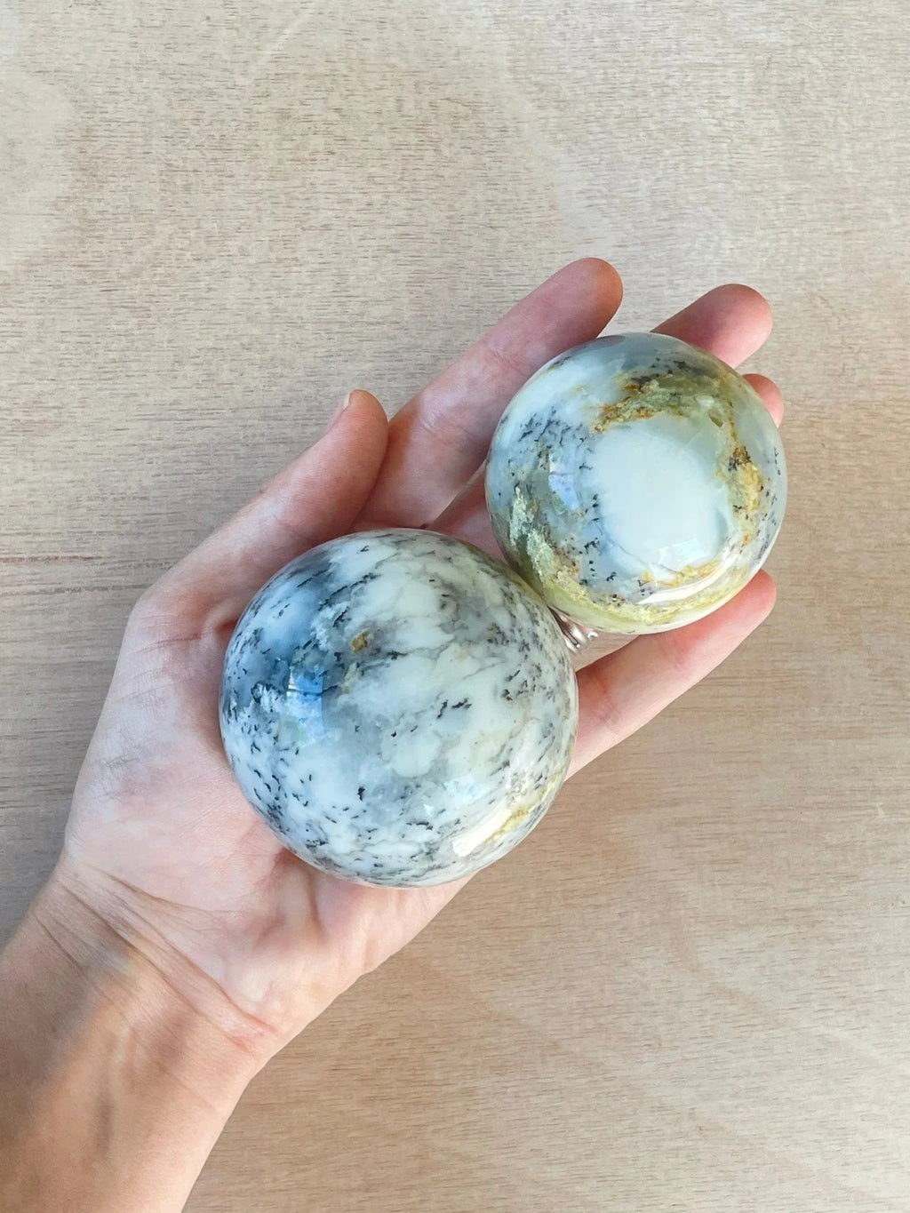 White Agate with Dendrite Sphere | Crystal | Authentic Gemstone | Crystal Ball - earthandelm
