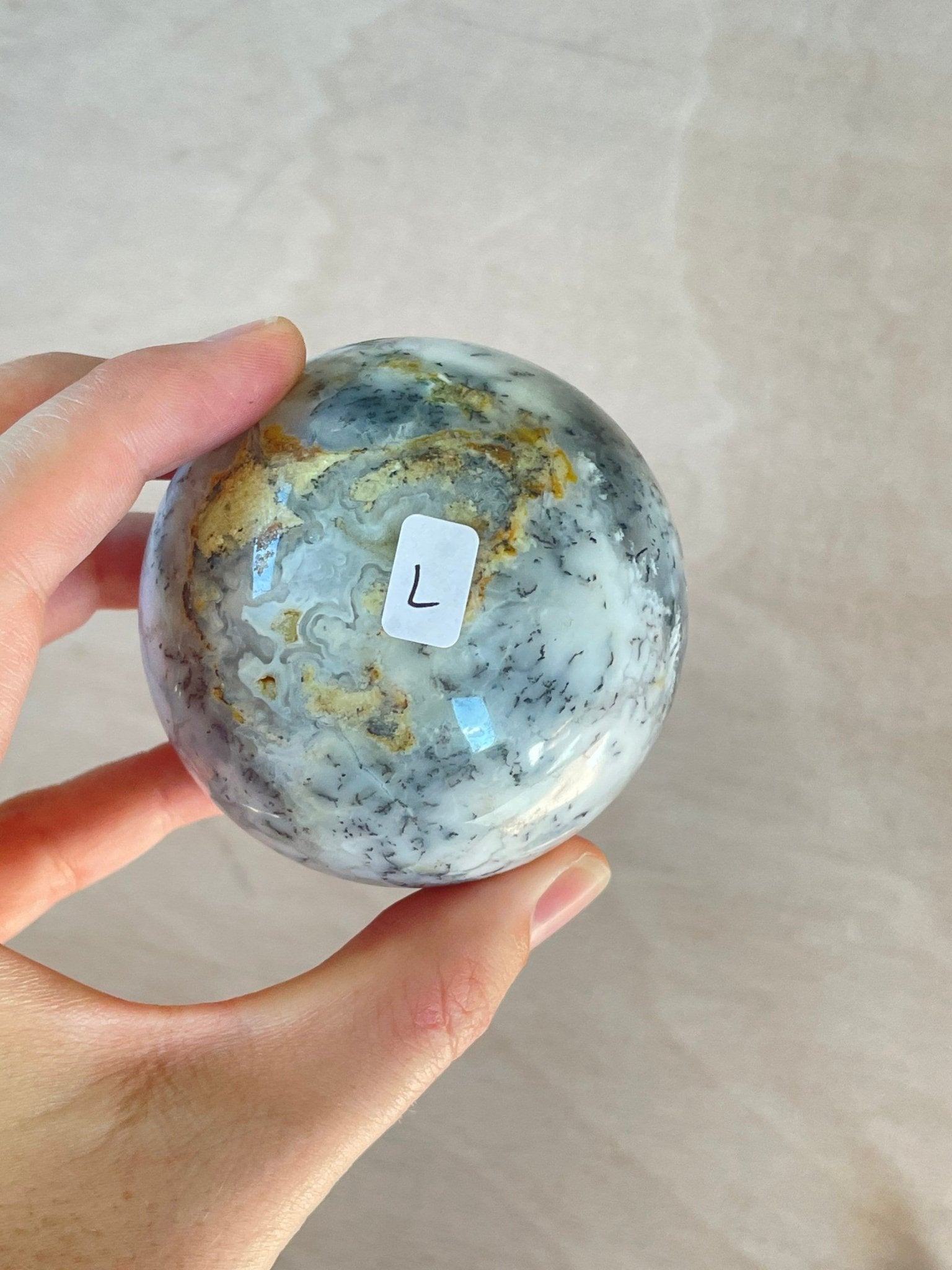 White Agate with Dendrite Sphere | Crystal | Authentic Gemstone | Crystal Ball - earthandelm