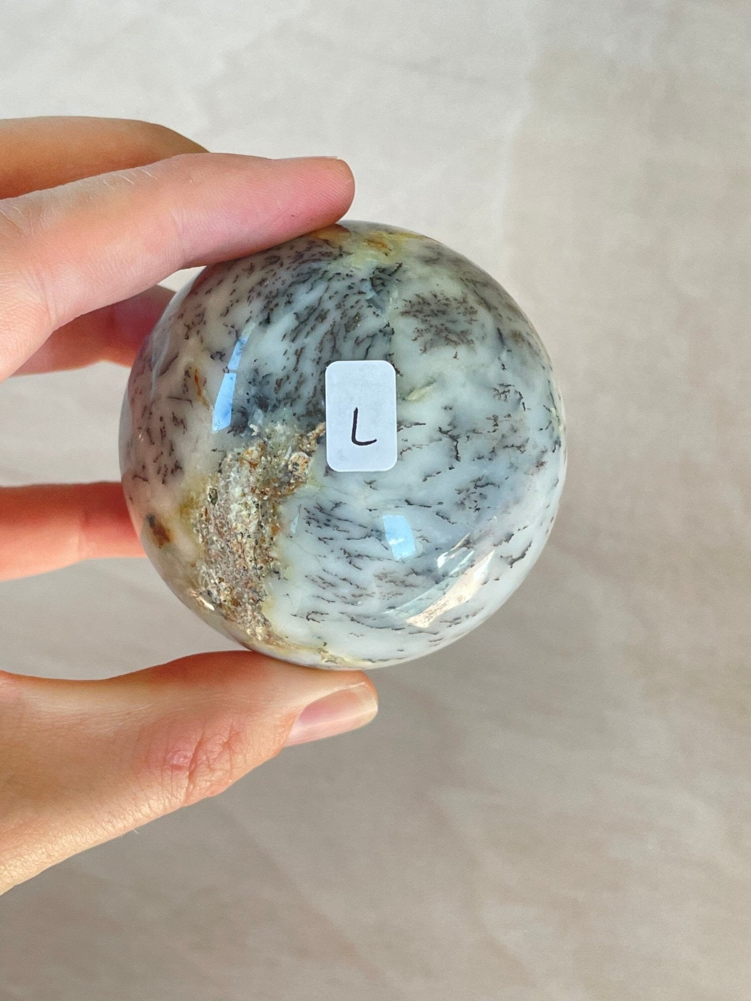 White Agate with Dendrite Sphere | Crystal | Authentic Gemstone | Crystal Ball - earthandelm