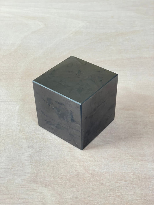 XL Shungite Cube | EMF Protection | Carved Square Crystal | Polished Shungite Gemstone - earthandelm