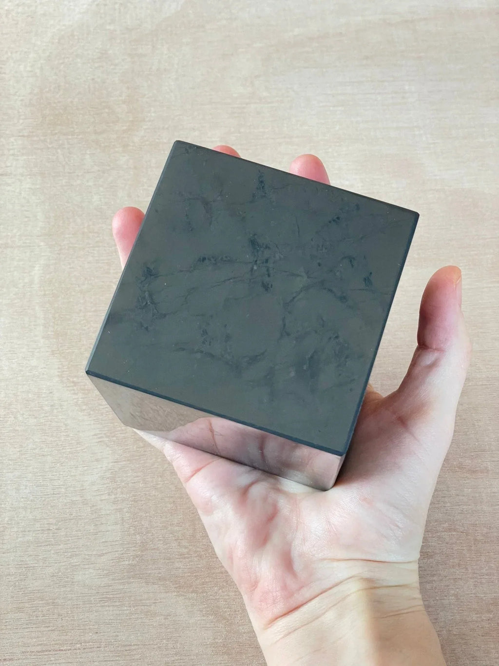 XL Shungite Cube | EMF Protection | Carved Square Crystal | Polished Shungite Gemstone - earthandelm