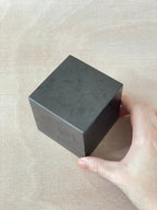 XL Shungite Cube | EMF Protection | Carved Square Crystal | Polished Shungite Gemstone - earthandelm