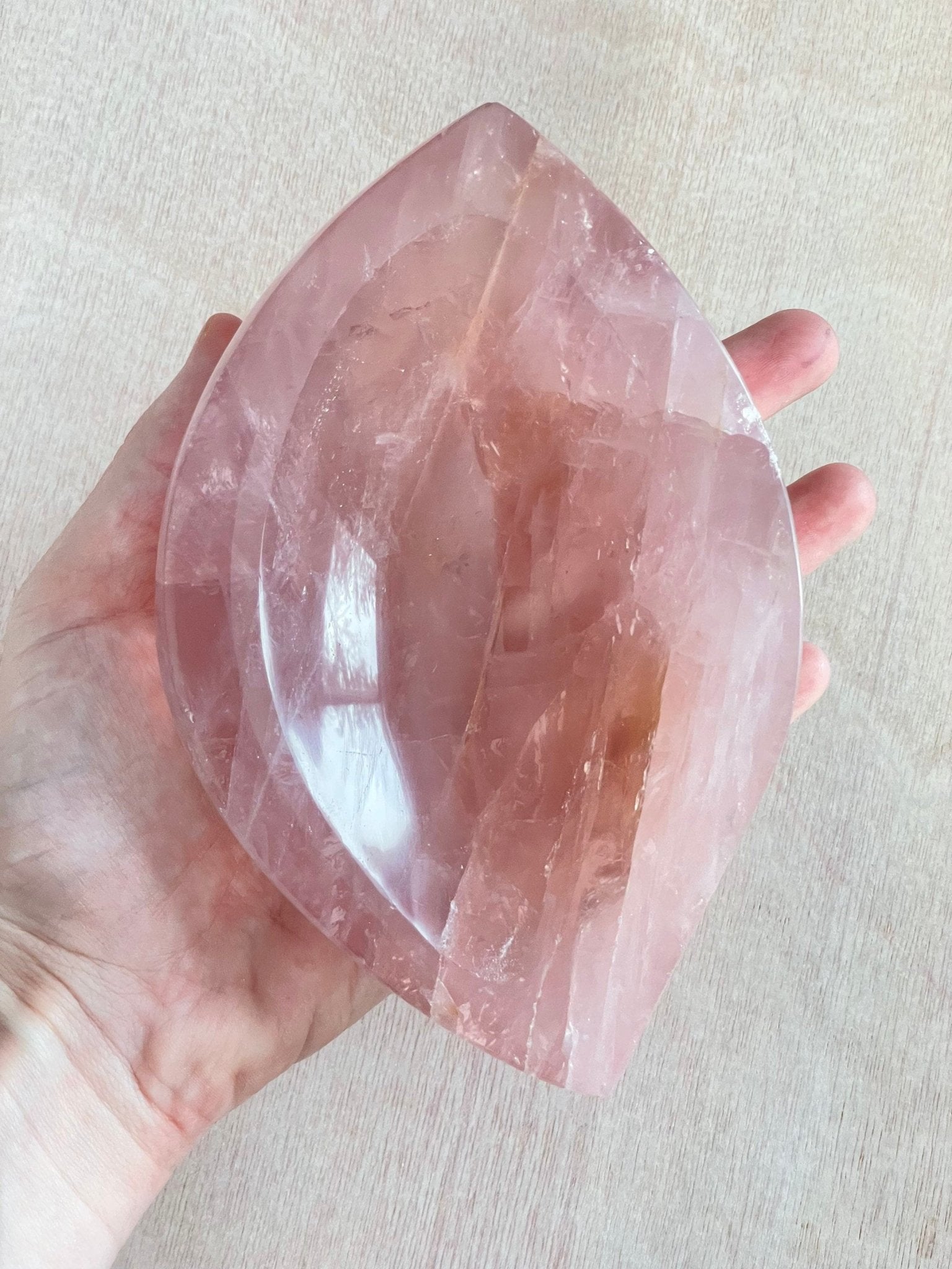 XXL Rose Quartz Bowl | Rose Quartz Carved Gemstone Bowl - earthandelm