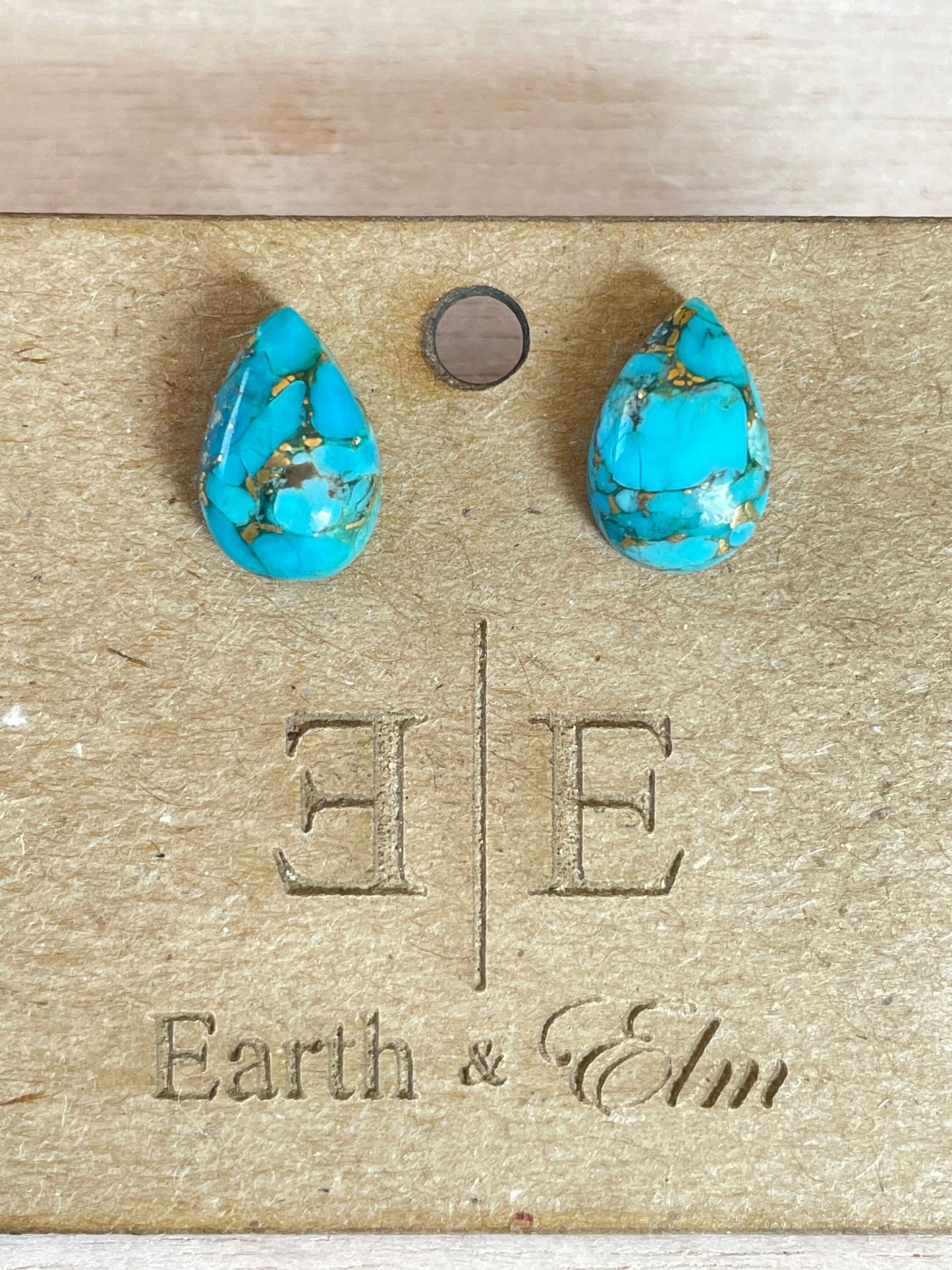 Blue Copper Turquoise Studs | Turquoise Earrings | 10x14 | Teardrop Shape | Pear Shape Blue Studs | 8x12mm