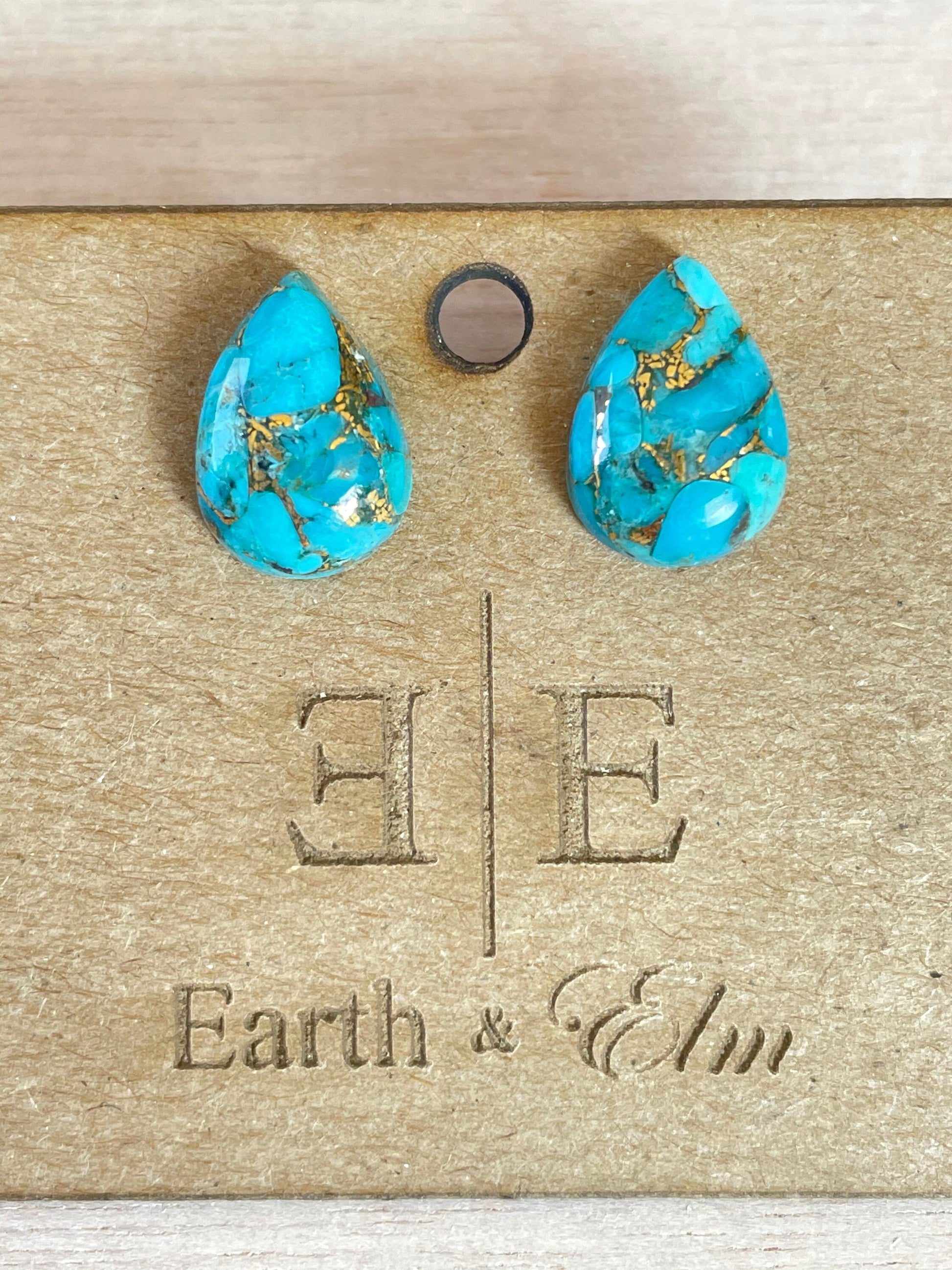 Blue Copper Turquoise Studs | Turquoise Earrings | 10x14 | Teardrop Shape | Pear Shape Blue Studs | 8x12mm