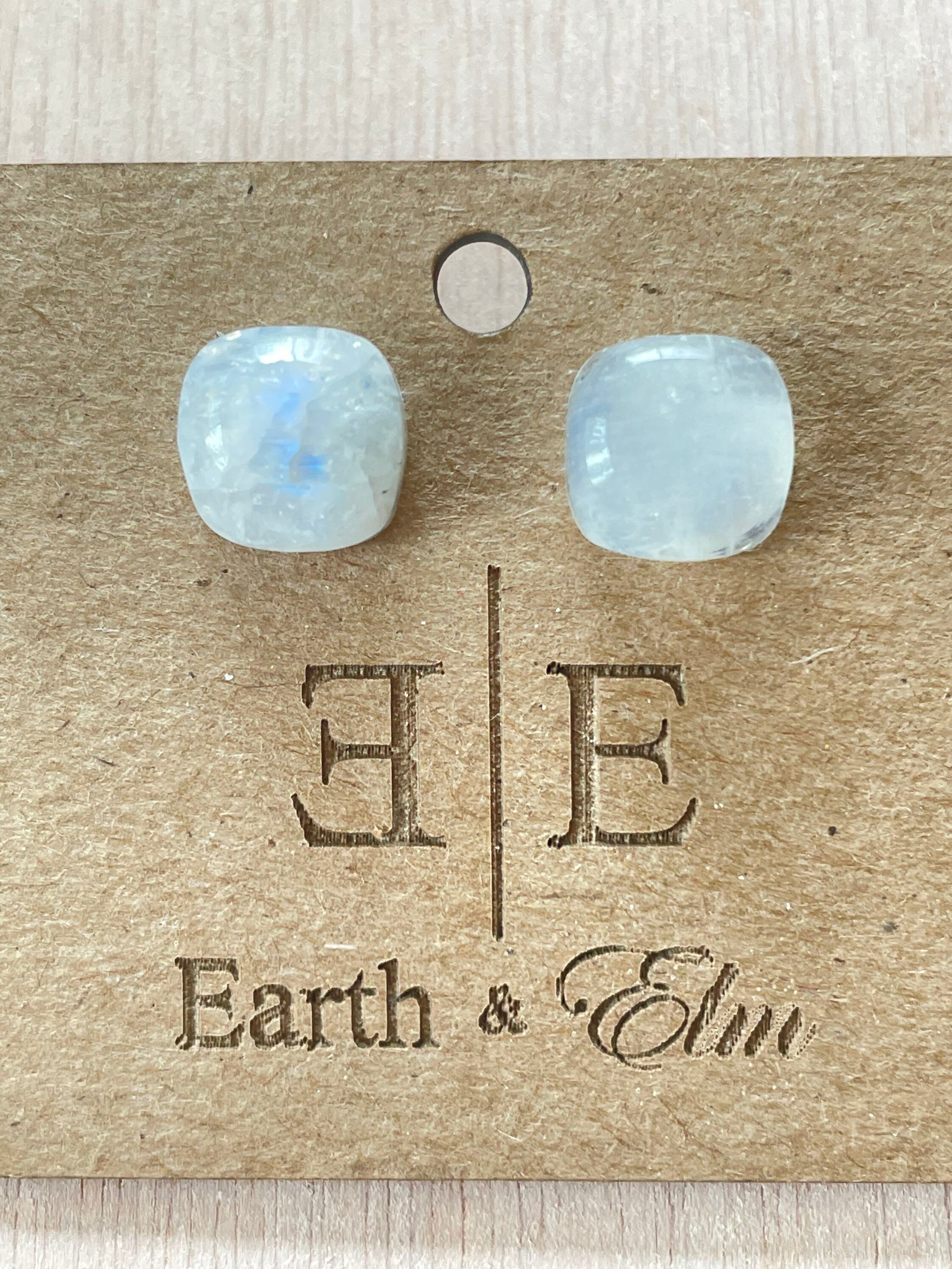 Moonstone Cushion Cut Studs | Stud Earrings | Gemstone Earrings | 8mm Crystal Studs | 10mm