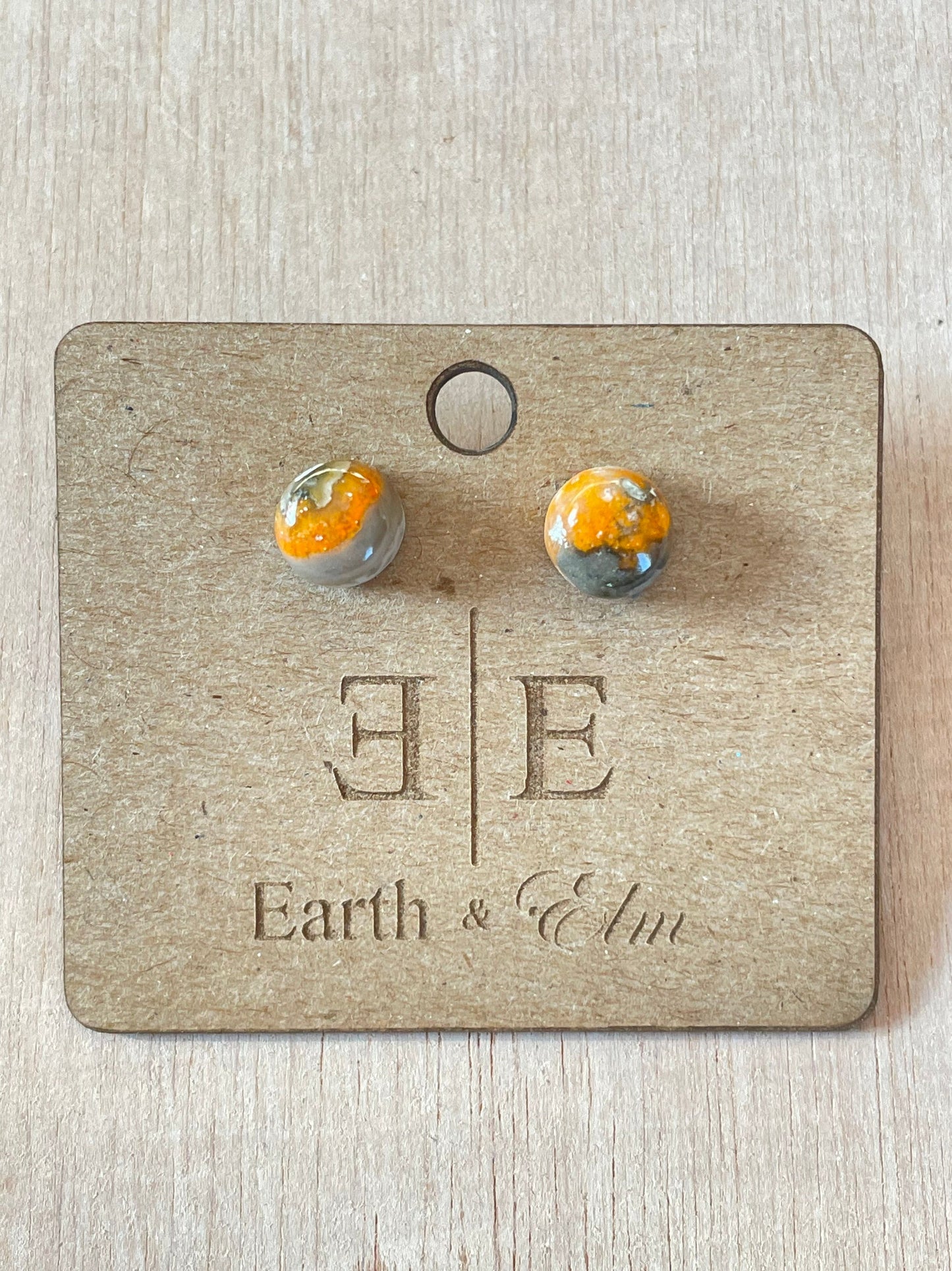 Bumblebee Jasper Studs | Stud Earrings | Gemstone Earrings | 8mm | 10mm