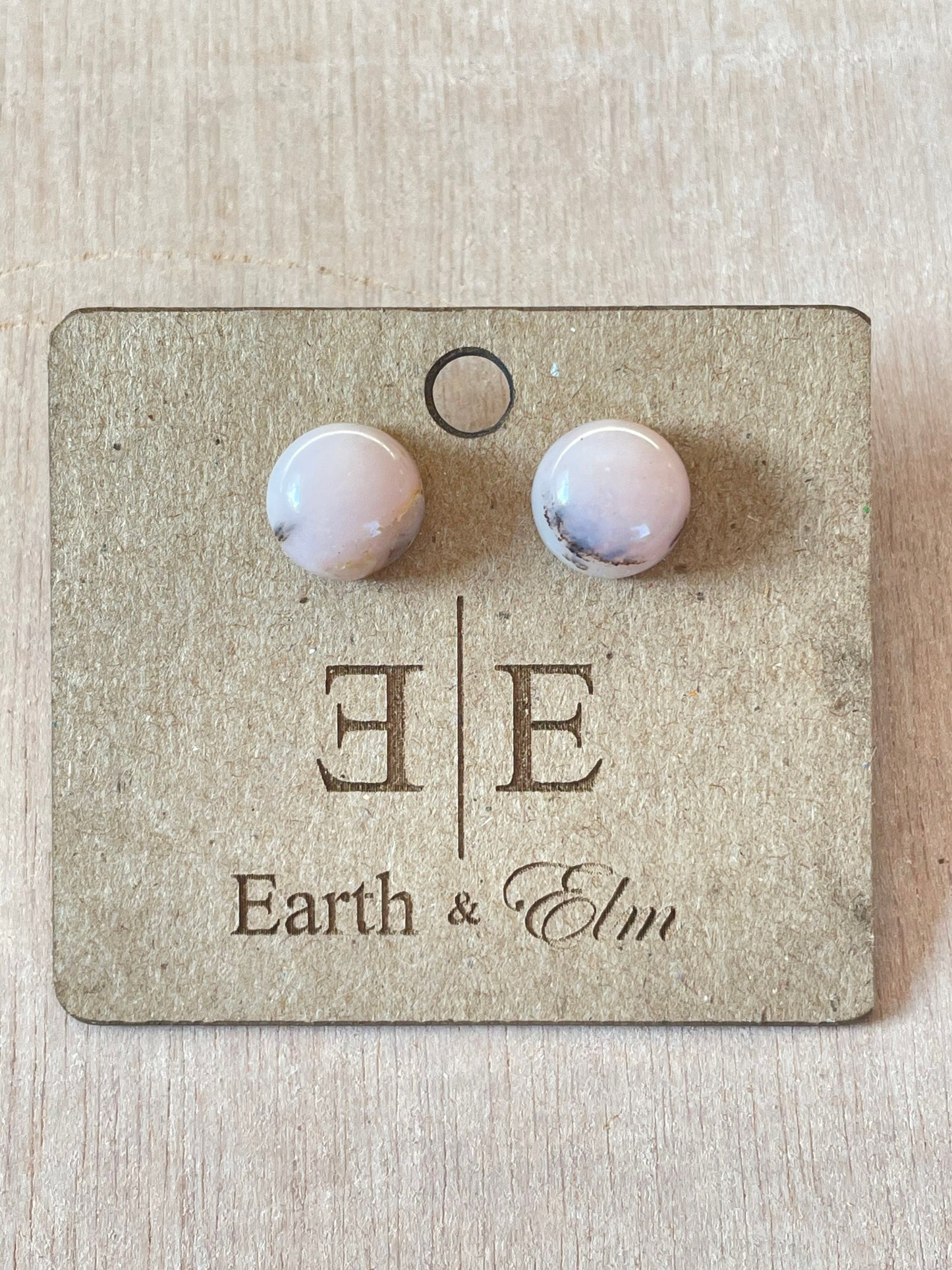 Pink Opal Studs | Stud Earrings | Gemstone Earrings | 8mm