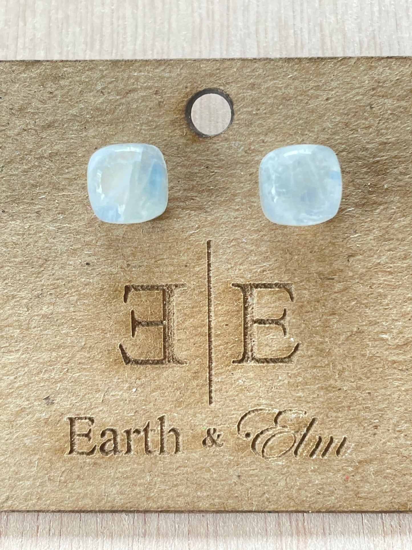 Moonstone Cushion Cut Studs | Stud Earrings | Gemstone Earrings | 8mm Crystal Studs | 10mm