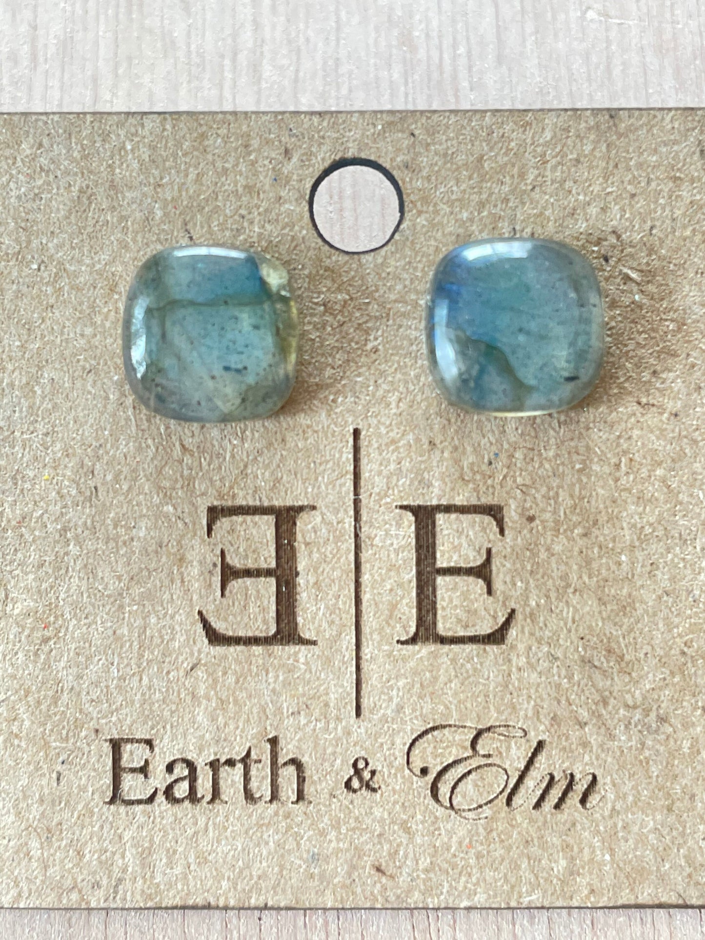 Labradorite Cushion Cut Studs | Stud Earrings | Gemstone Earrings | 8mm Crystal Studs