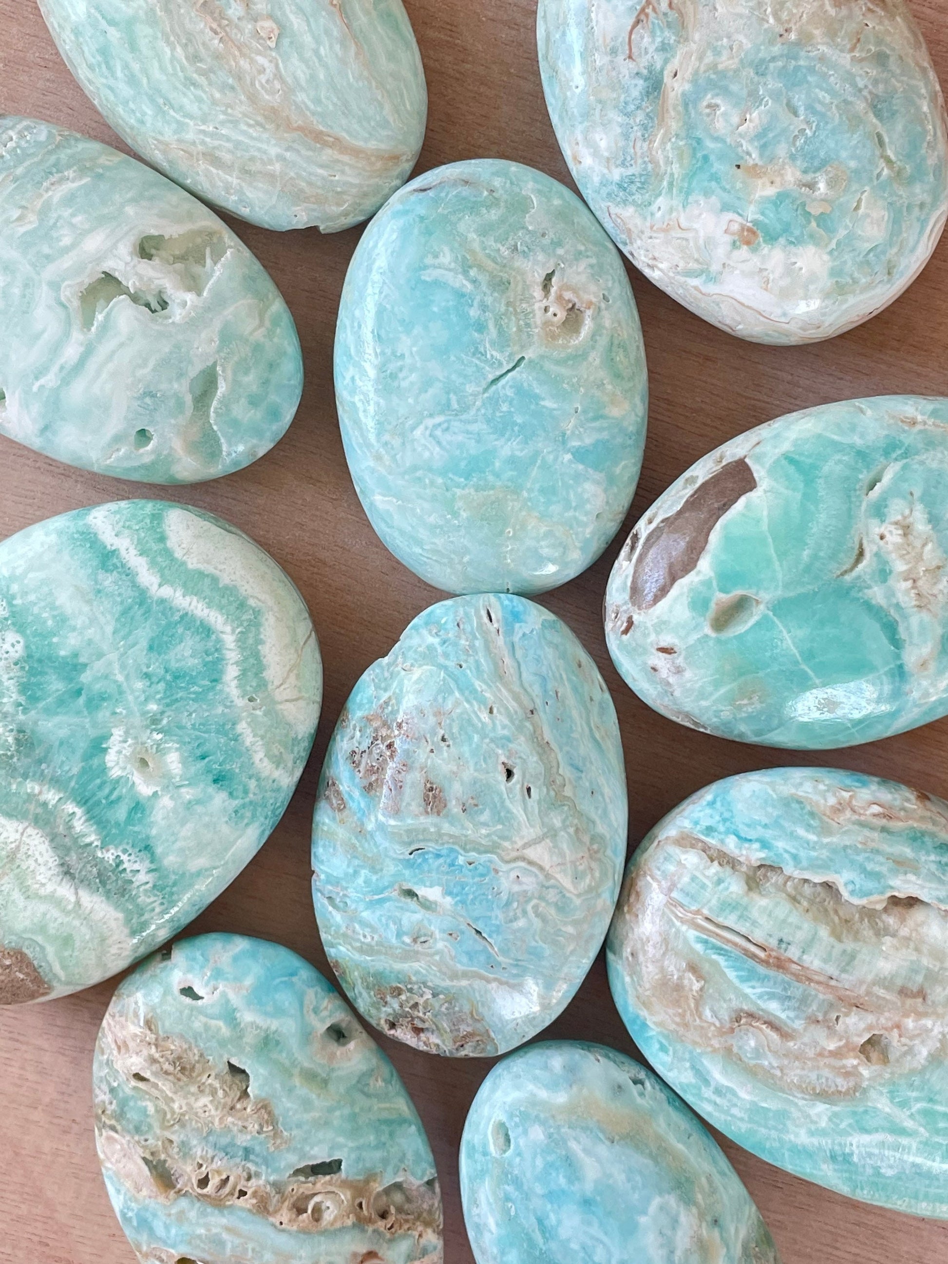 Blue Aragonite Palm Stone 