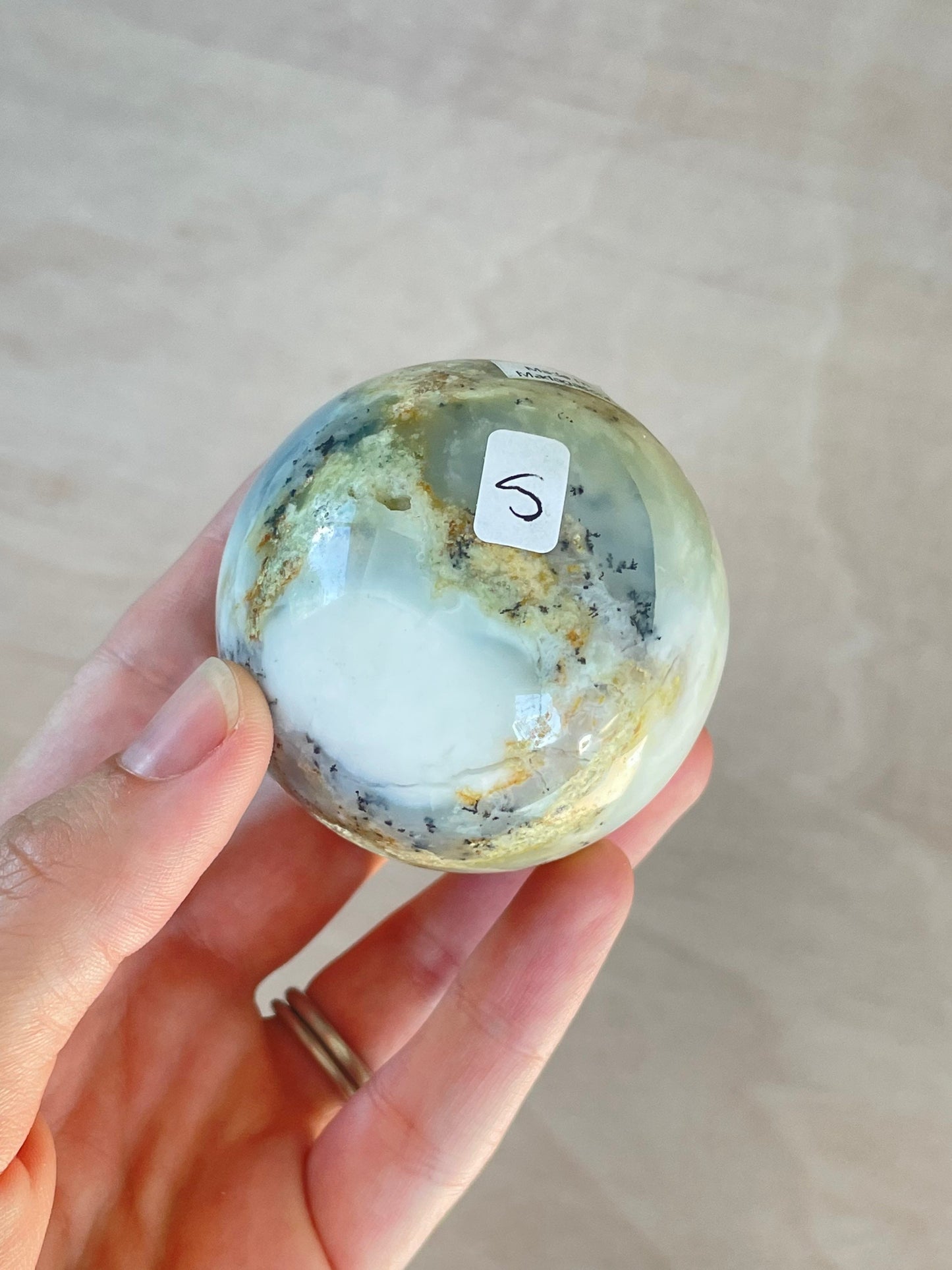 White Agate with Dendrite Sphere 